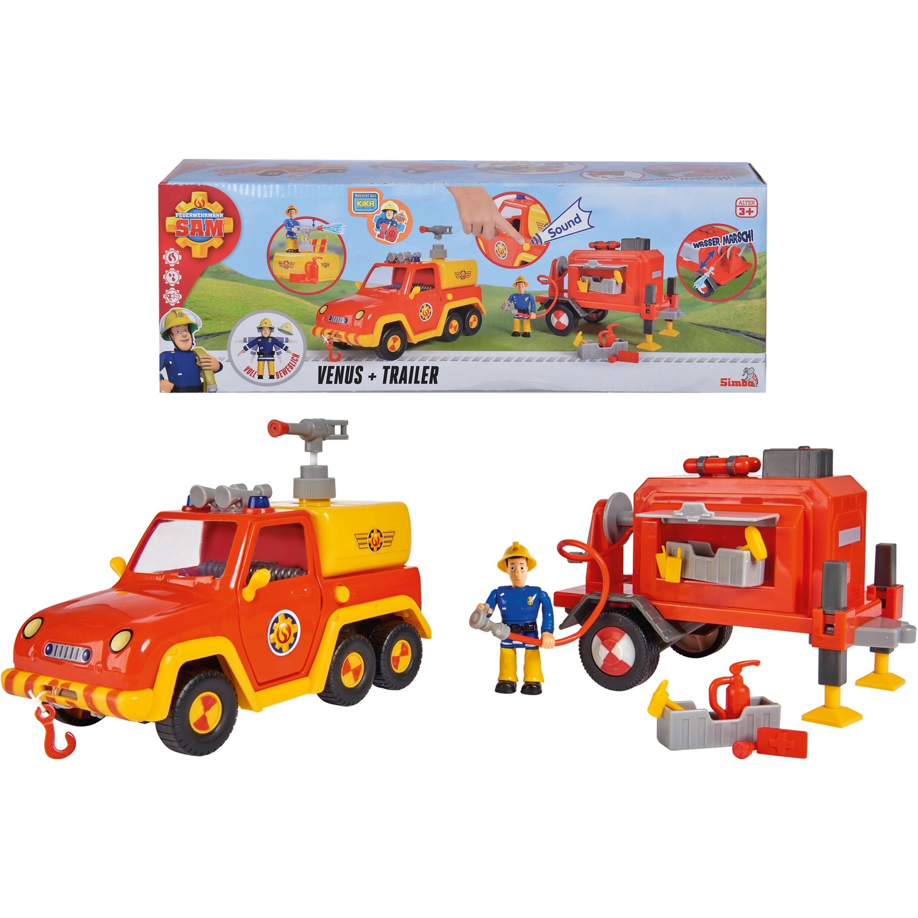 Simba Feuerwehrmann Sam Venus mit Anhänger und Figur, Spielfahrzeug | 04006592058104 Simba Feuerwehrmann Sam Venus mit Anhänger und Figur, Spielfahrzeug | 04006592058104
