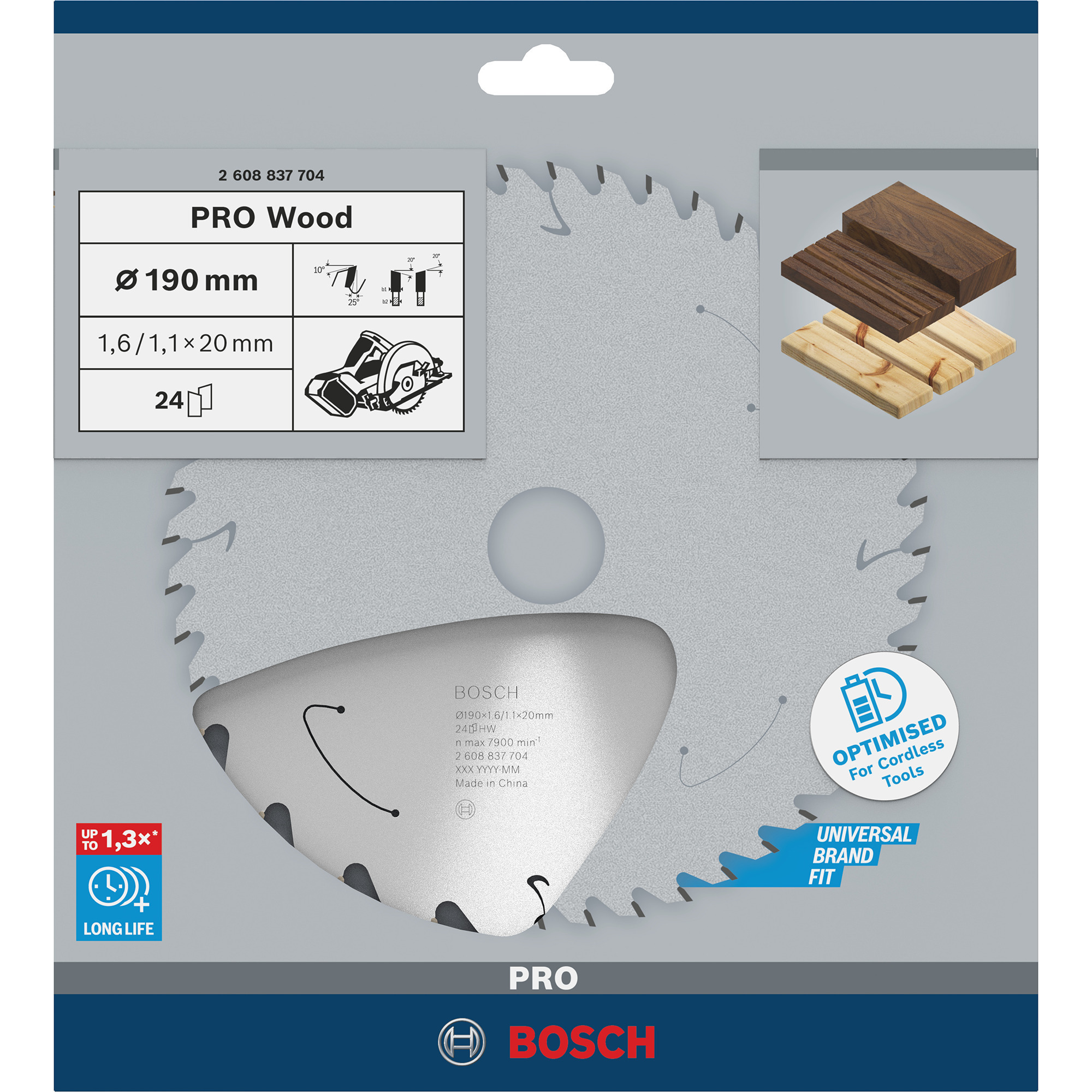 PRO Wood cordless Kreissägeblatt, Ø 190mm, 24Z