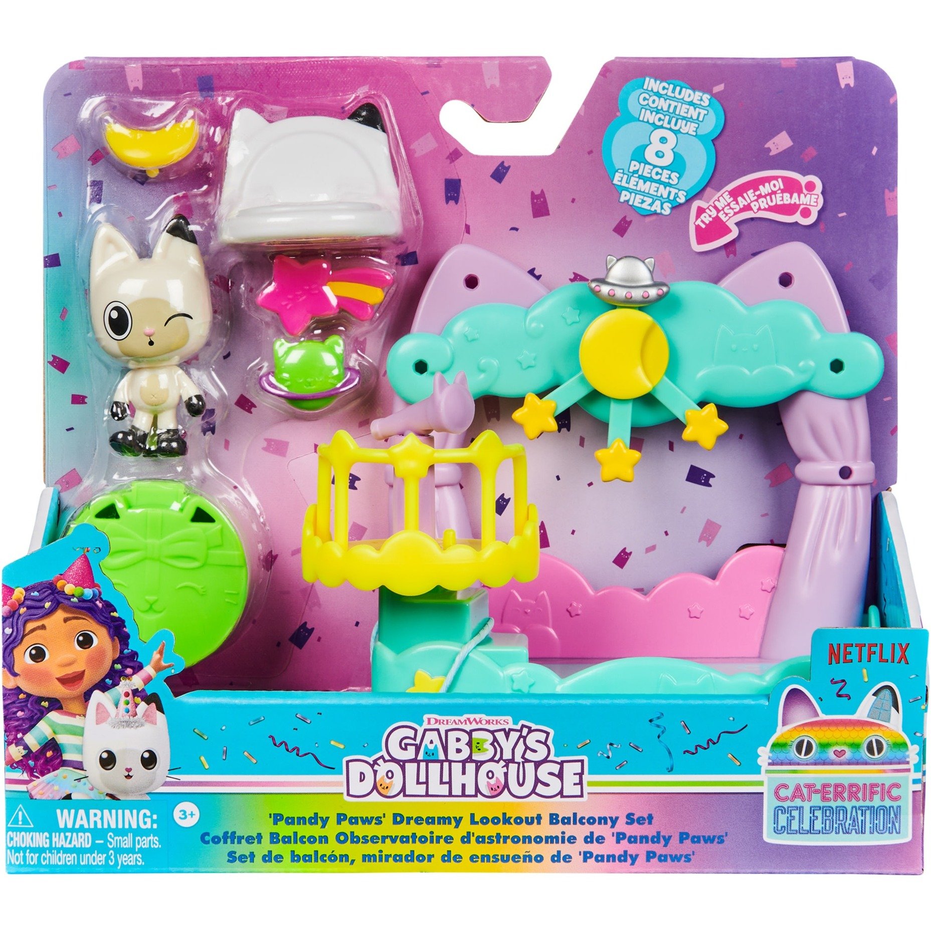 Spin Master Gabby“s Dollhouse – Balkon-Spielset Pandy Paws Sternenhimmel, Spielfigur | 00681147039469