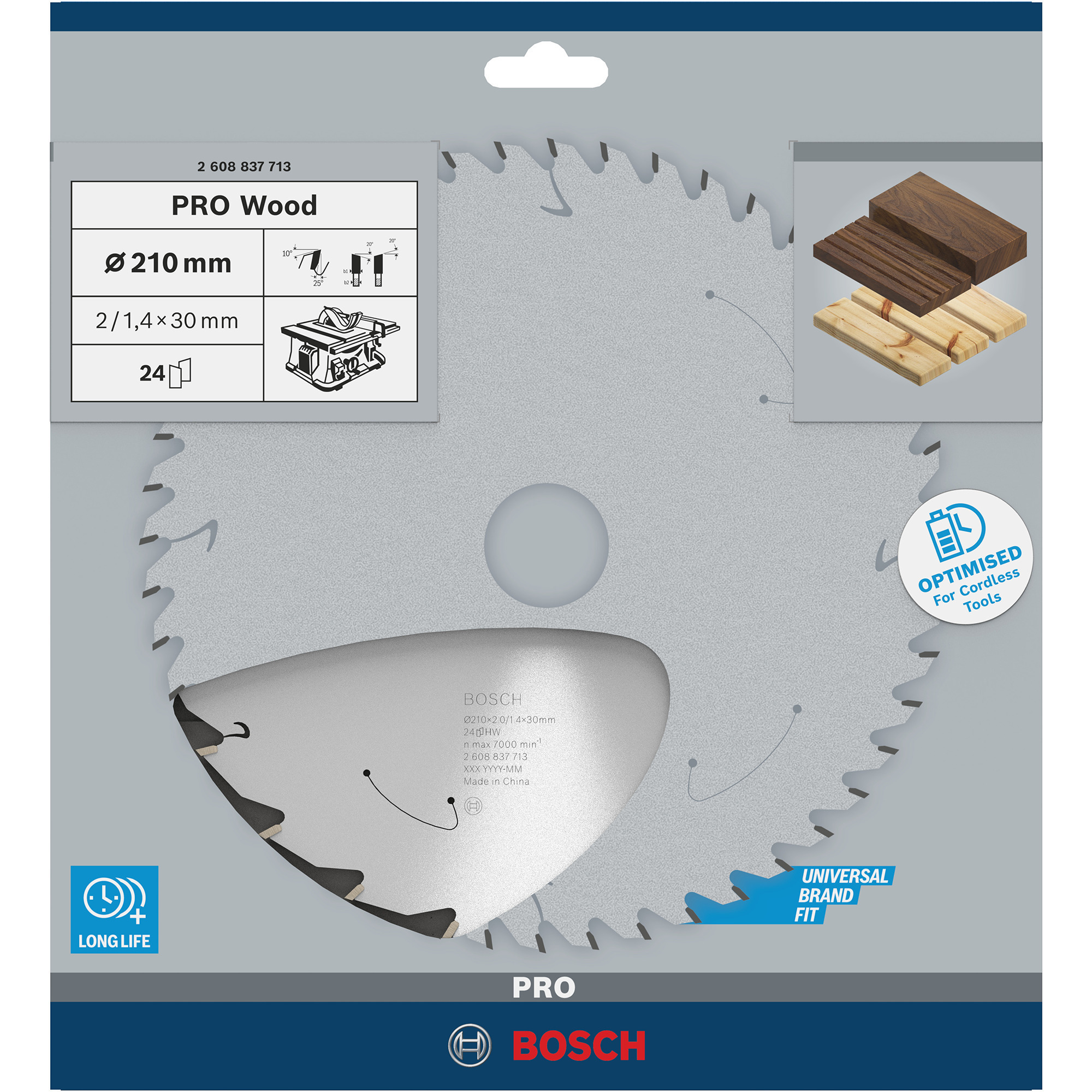 PRO Wood cordless Kreissägeblatt, Ø 210mm, 24Z