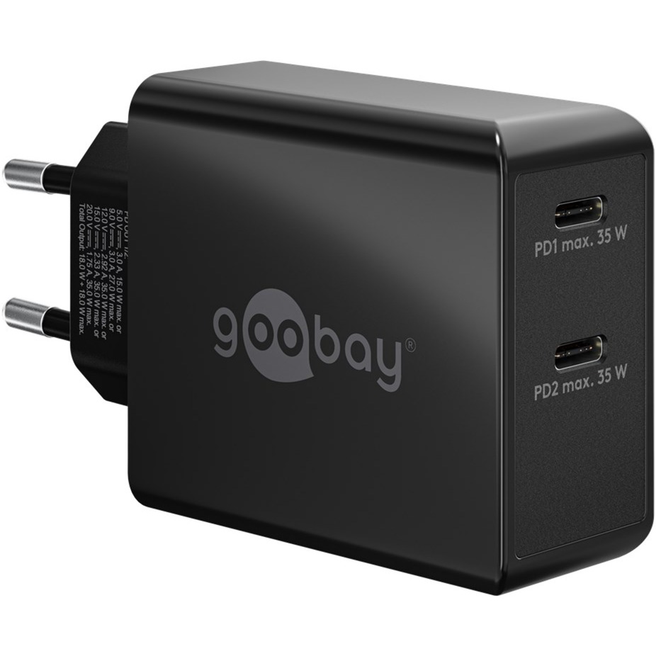 Goobay USB-C Dual-Schnellladegerät 36 Watt, PD | 04040849617577 Goobay USB-C Dual-Schnellladegerät 36 Watt, PD | 04040849617577
