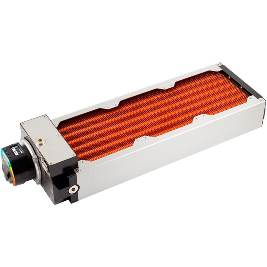 Aquacomputer airplex modularity system 360 mm, Kupfer-Lamellen, D5 NEXT Pumpe, Edelstahl-Seitenteile, Radiator | 04260473313359