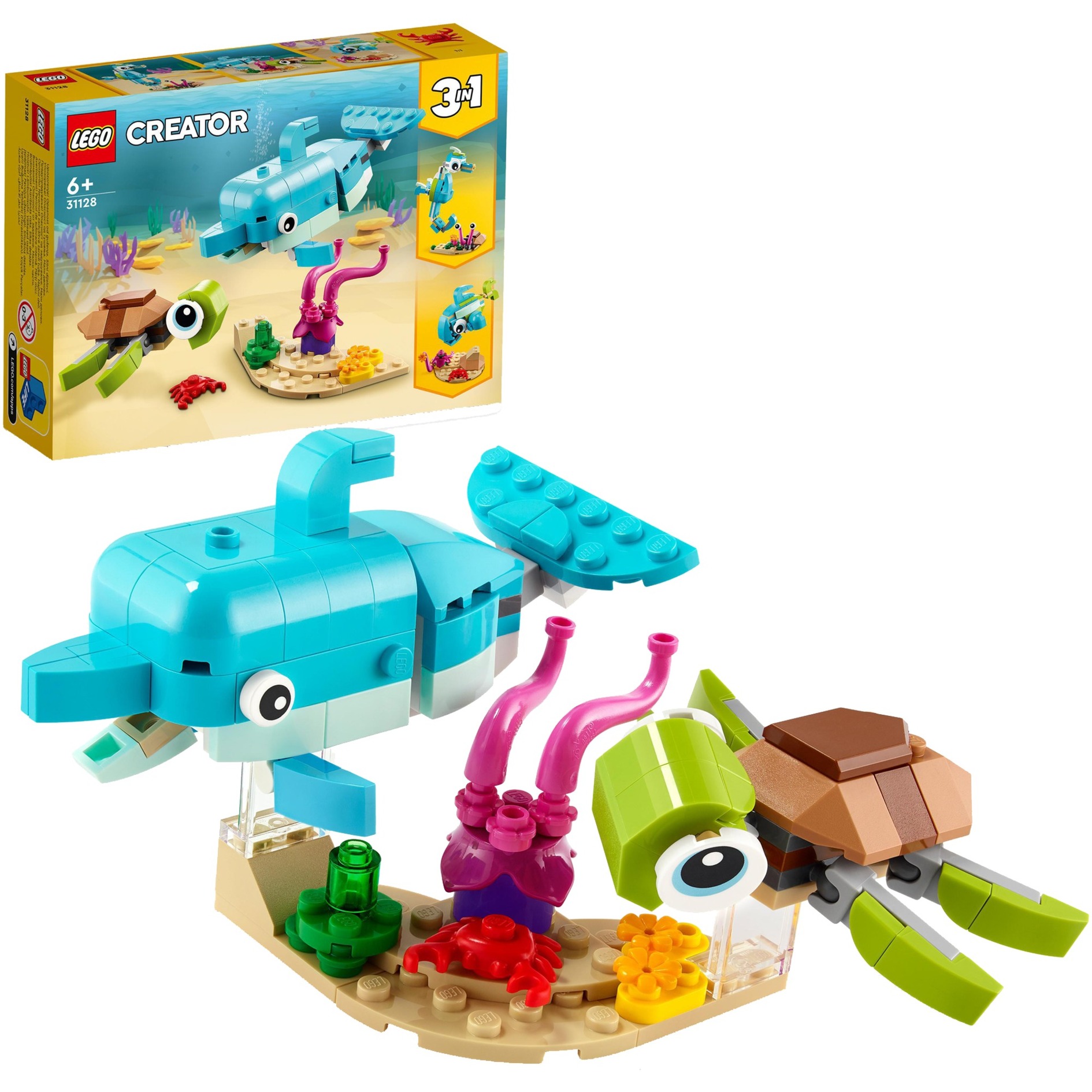 31128 Creator 3-in-1 Delfin und Schildkröte, Konstruktionsspielzeug