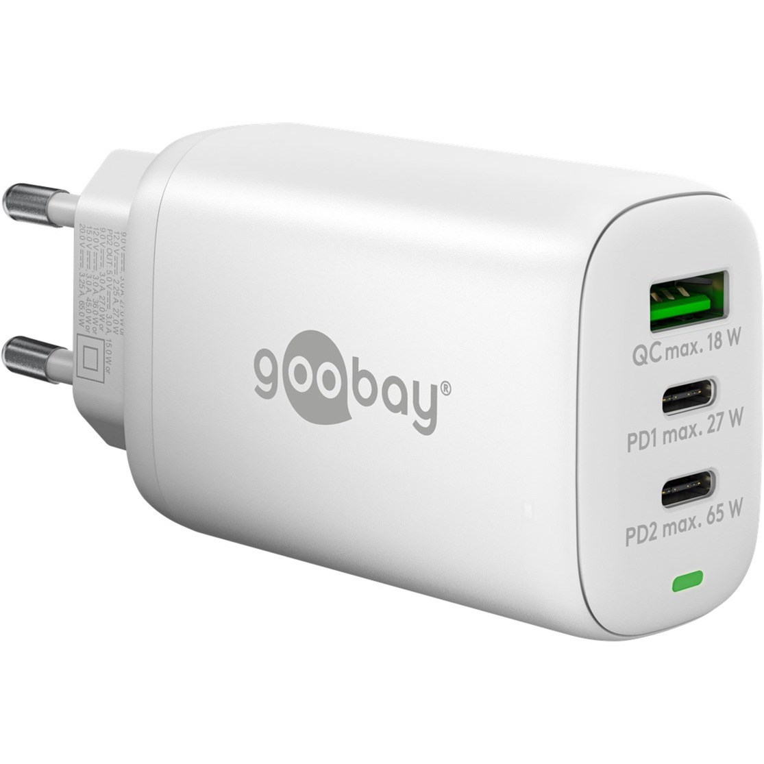 Goobay USB-C Multiport-Schnellladegerät, PD, GaN, 65 Watt | 04040849654084 Goobay USB-C Multiport-Schnellladegerät, PD, GaN, 65 Watt | 04040849654084
