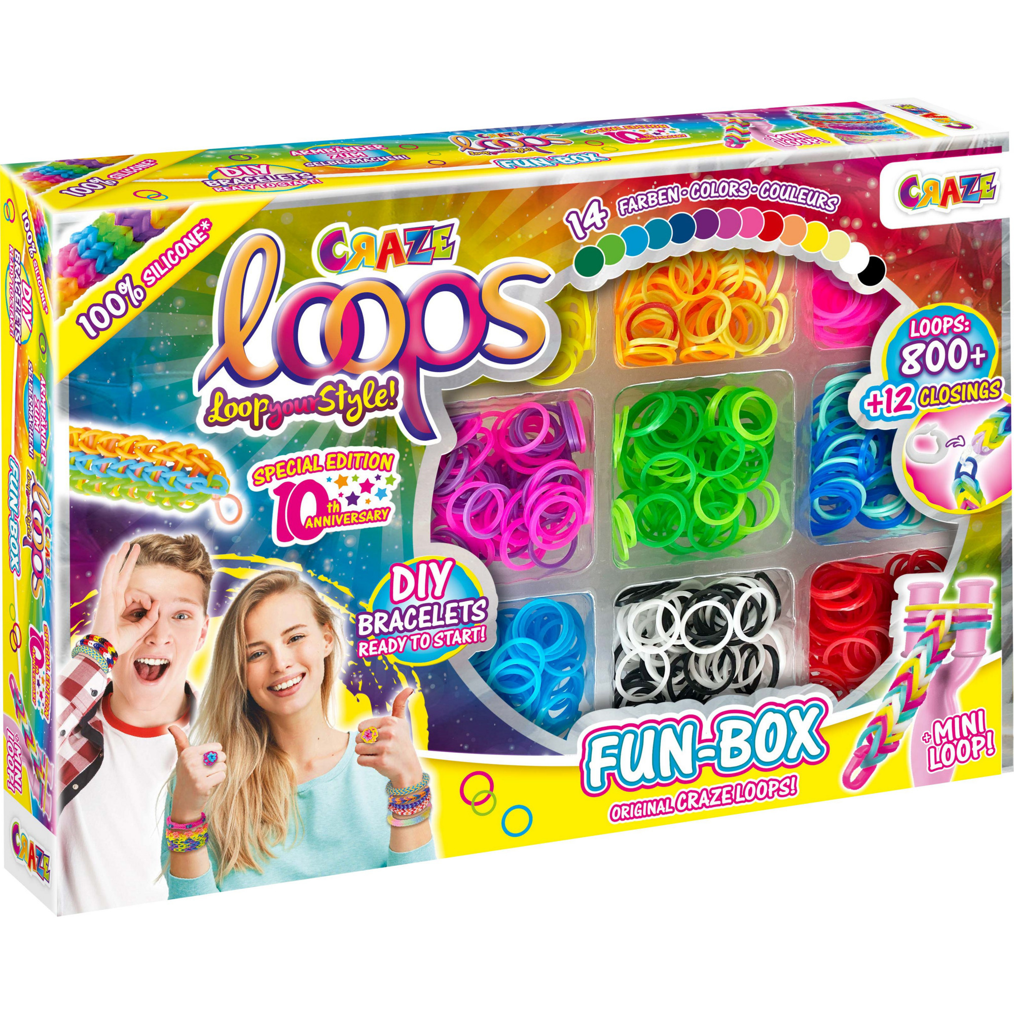 Loops Fun Box Kreativset mit über 800 farbenfrohen Loops und Zubehör, Basteln