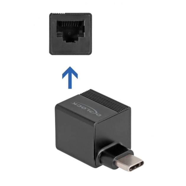Delock USB 3.2 Gen 1 Adapter mini, USB-C Stecker > RJ-45 Buchse | 04043619664627 Delock USB 3.2 Gen 1 Adapter mini, USB-C Stecker > RJ-45 Buchse | 04043619664627