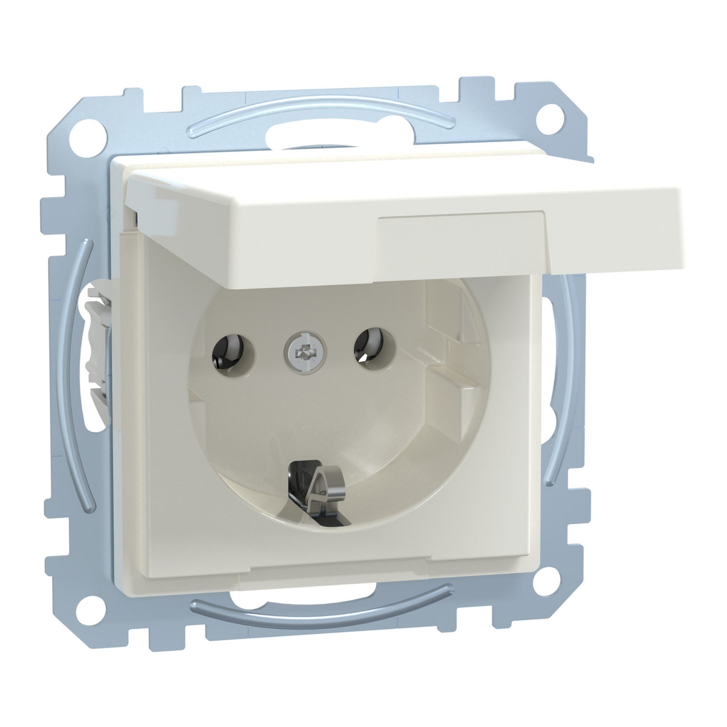 Schutzkontakt-Steckdose mit Klappdeckel, Unterputz, 16 Ampere, 250 Volt, System M