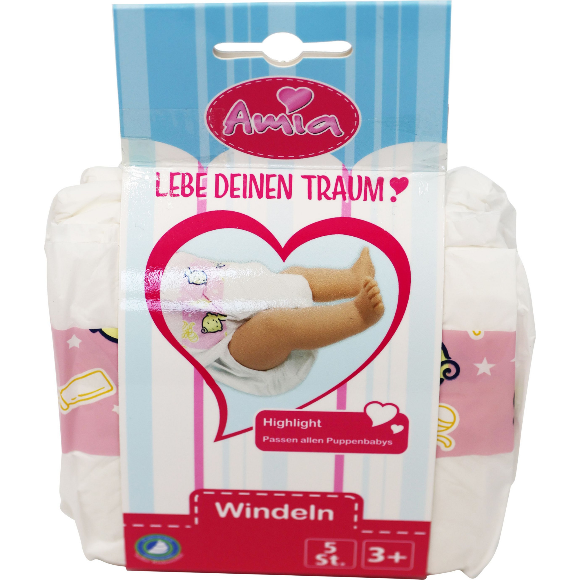 Puppenwindeln 5 Stück für Puppen ca. 30-42 cm, Puppenzubehör