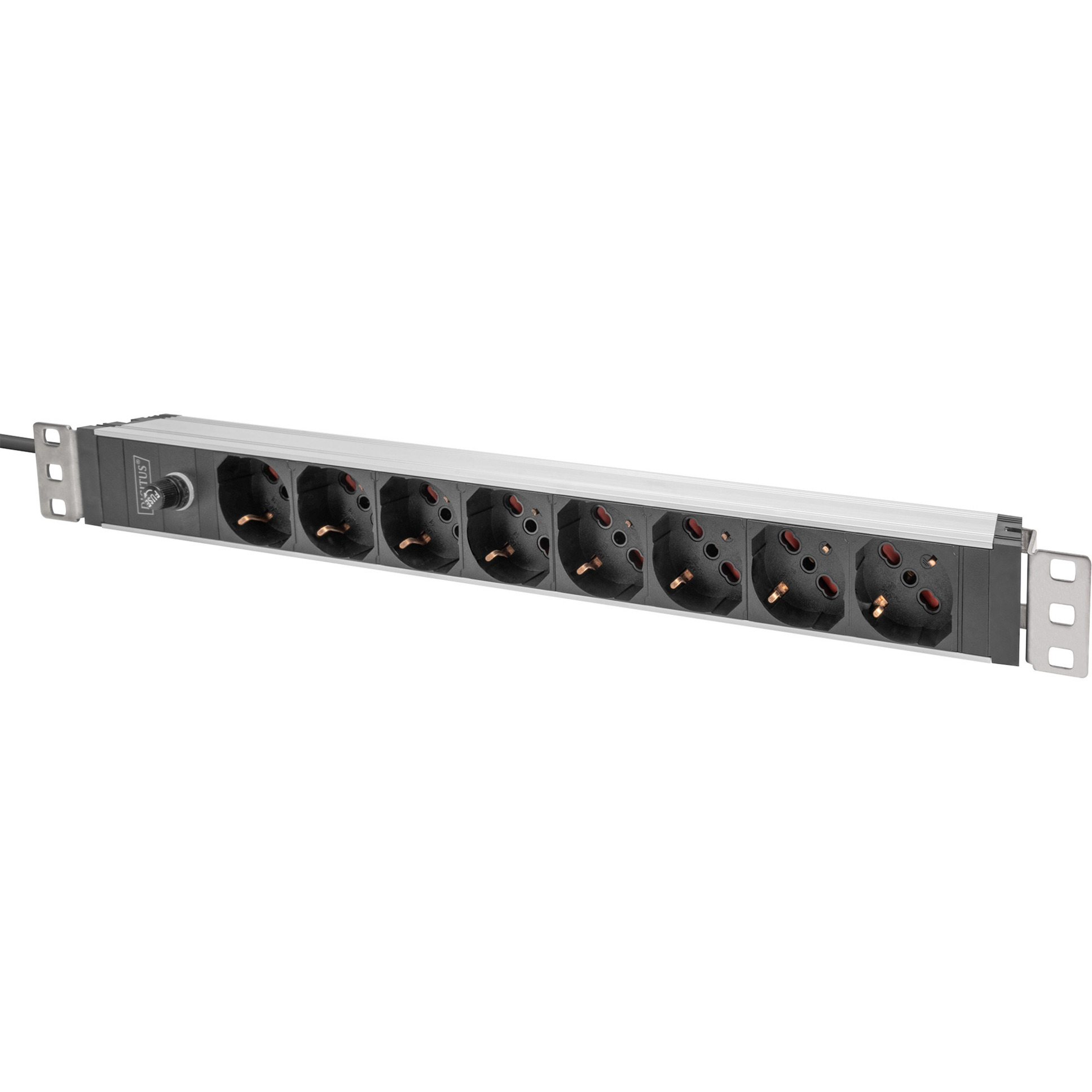 19" Steckdosenleiste mit Aluminiumprofil, 8-fach italienischer Ausgang, 1HE