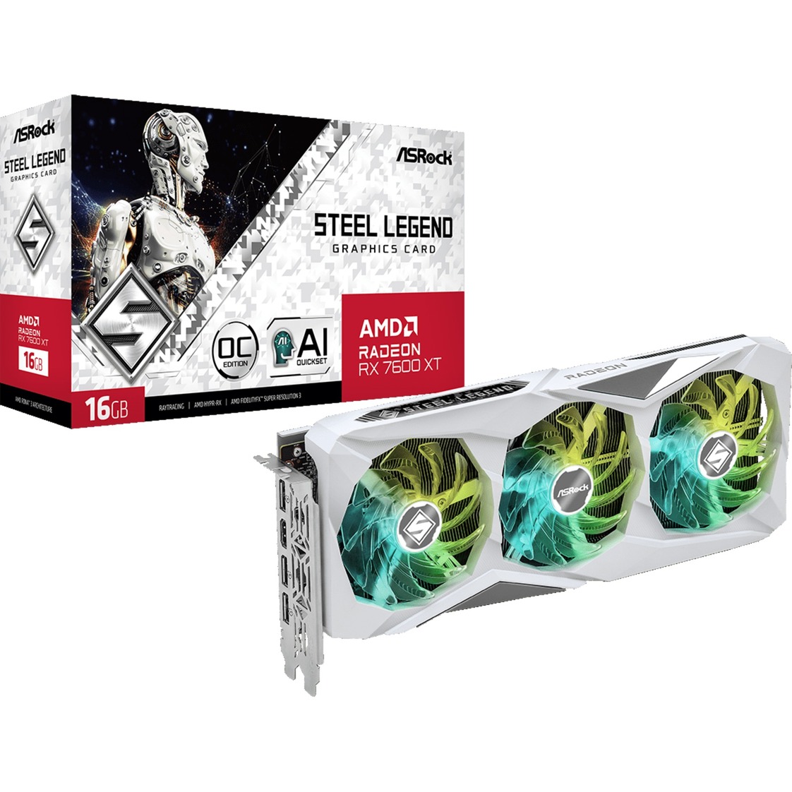 ASRock Radeon RX 7600 XT Steel Legend 16GB OC, Grafikkarte | 04710483944574 ASRock Radeon RX 7600 XT Steel Legend 16GB OC, Grafikkarte | 04710483944574