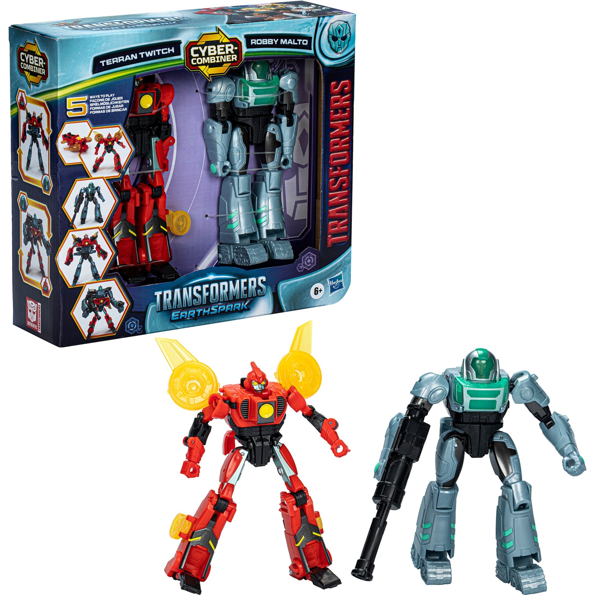 Hasbro Transformers EarthSpark Cyber-Combiner Terran Twitch und Robby Malto, Spielfigur | 05010996195821 Hasbro Transformers EarthSpark Cyber-Combiner Terran Twitch und Robby Malto, Spielfigur | 05010996195821