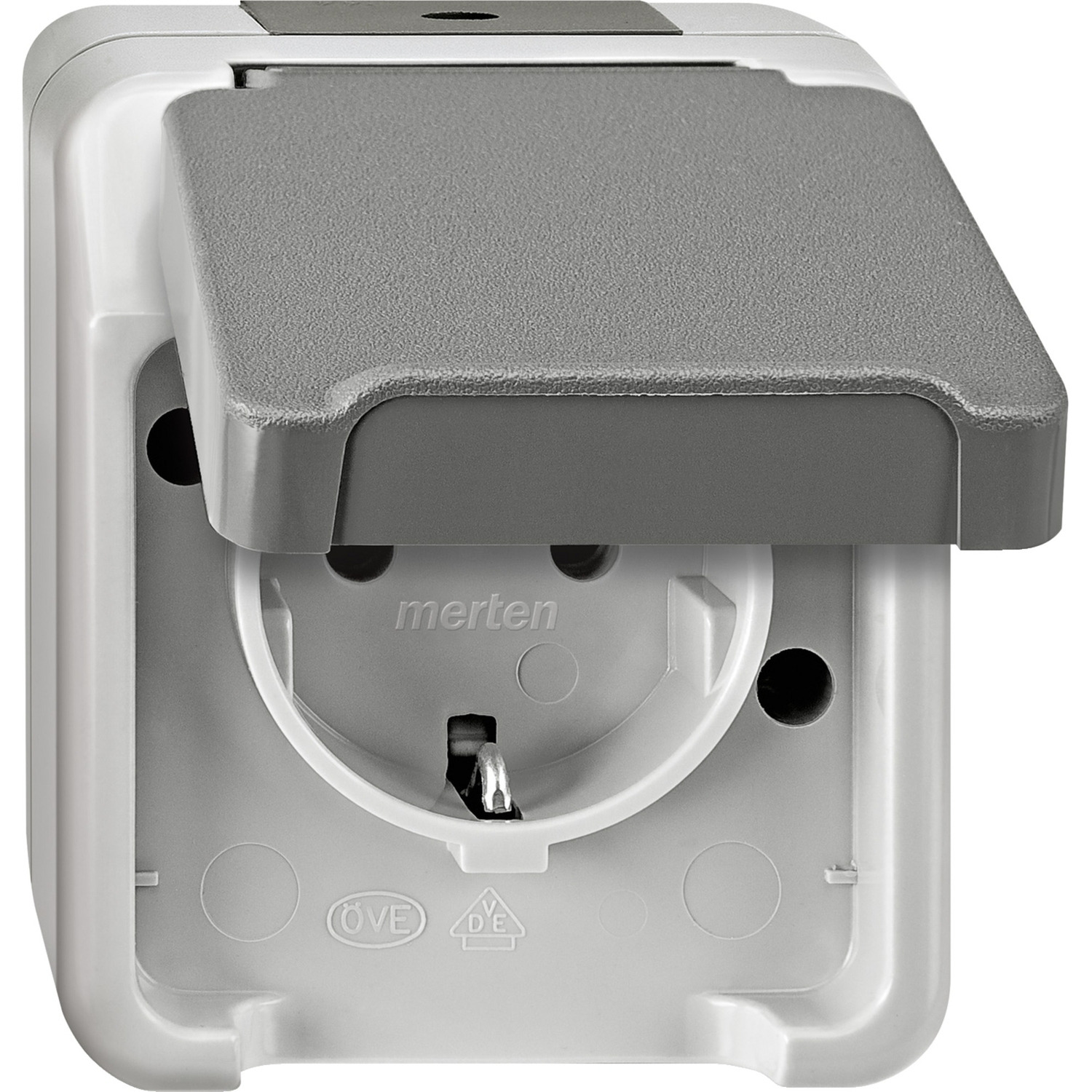 Schutzkontakt-Steckdose Schuko Aufputz mit Klappdeckel und Steckklemmen IP44