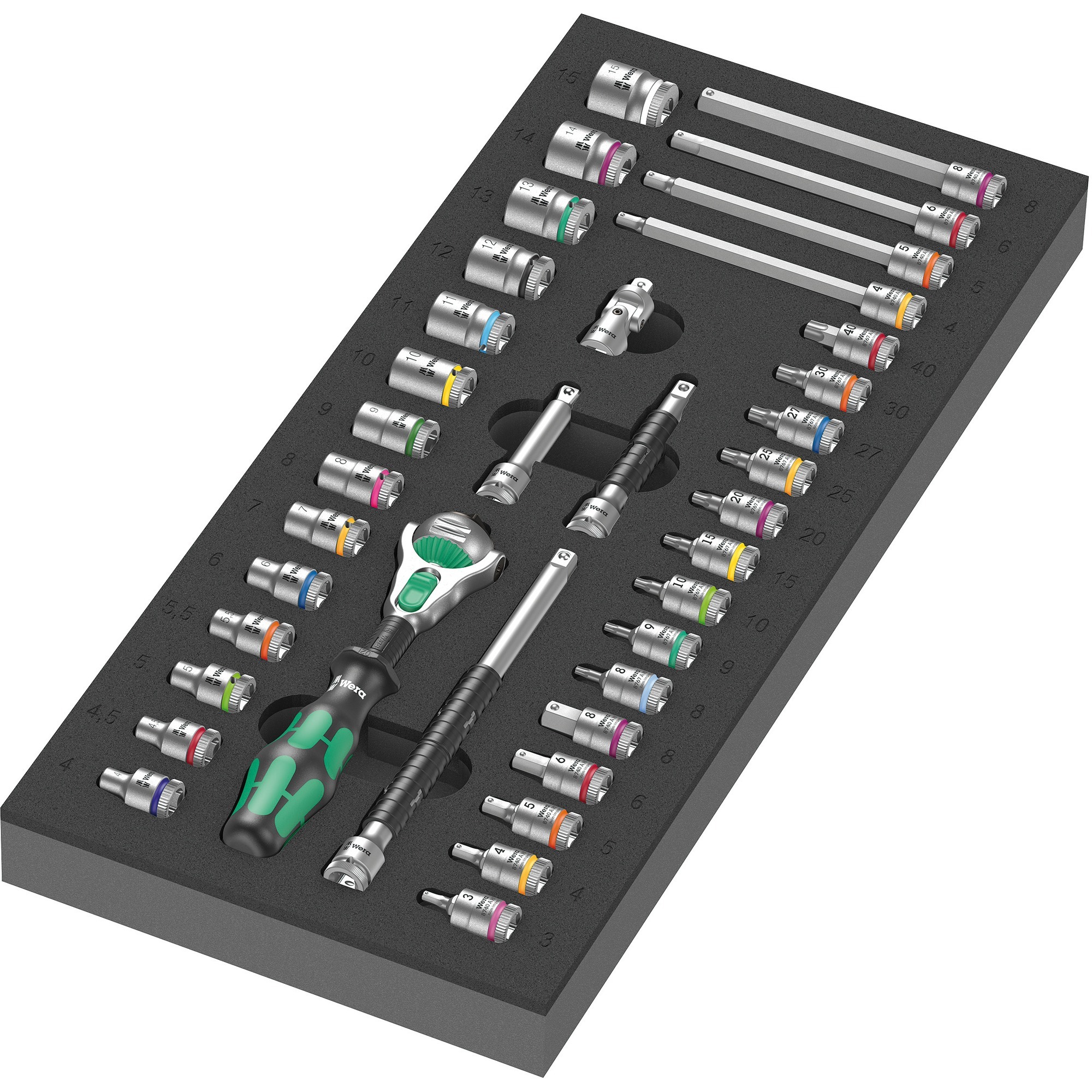 9720 Schaumstoffeinlage 8000 A Zyklop Knarre 1/4" Set 1, 37‑teilig, Werkzeug-Set