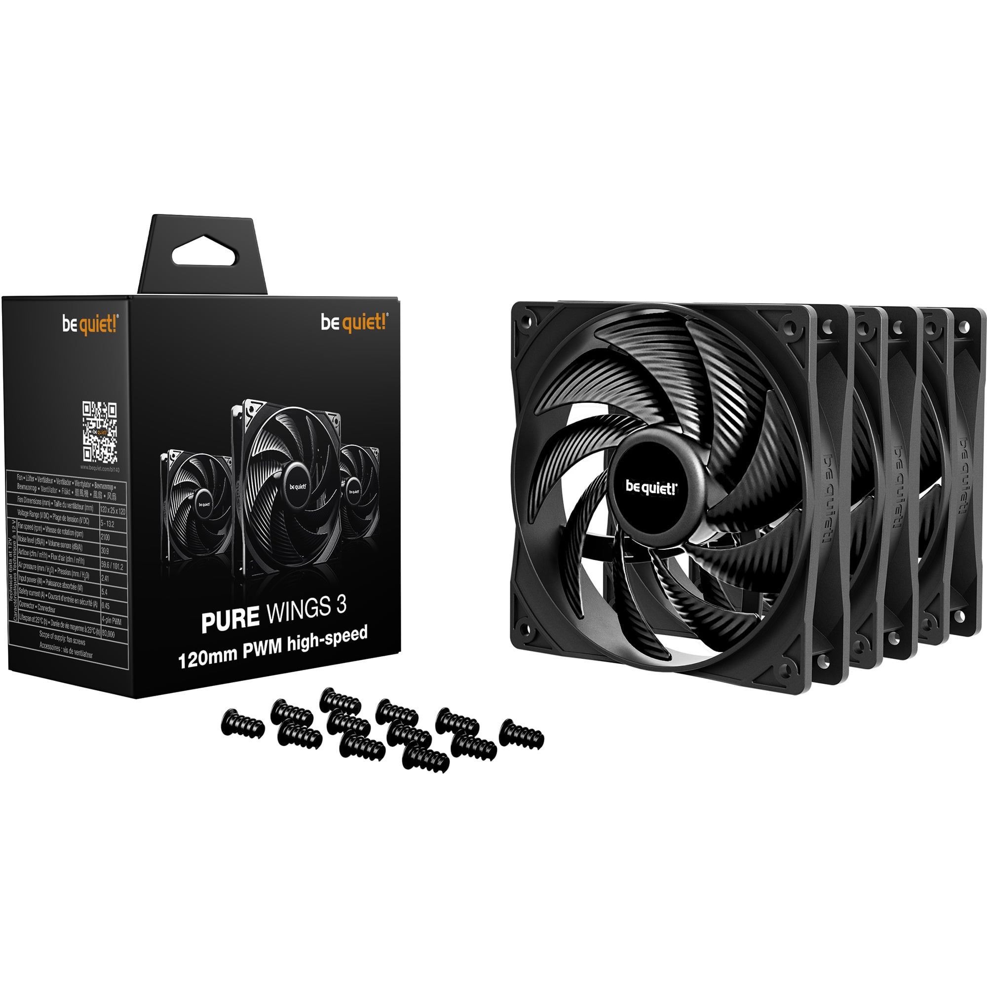 Pure Wings 3 120mm PWM high-speed 3-Pack, Gehäuselüfter