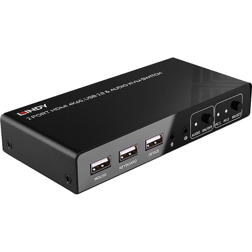 2 Port KVM Switch HDMI 4K60, USB 2.0 & Audio, KVM-Switch