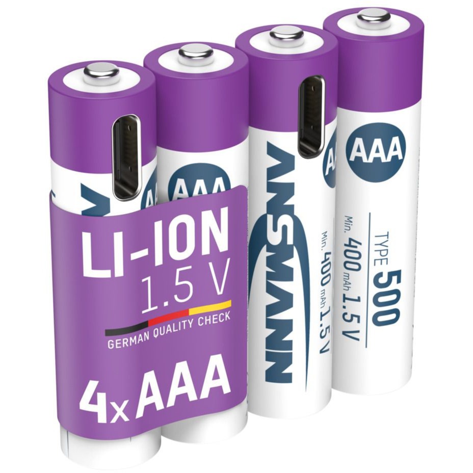 Ansmann Li-Ion Akku Micro AAA Typ 500 (min. 400 mAh), 4er-Pack | 04013674193967