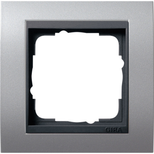 Abdeckrahmen 1-fach Aluminium mit Zwischenrahmen Anthrazit, bruchsicher