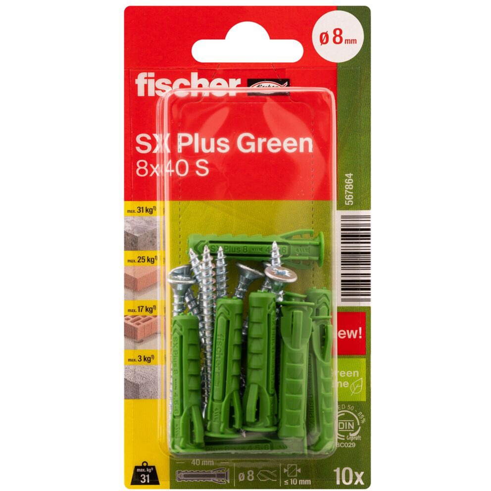 Dübel SX Plus Green 8x40 S K