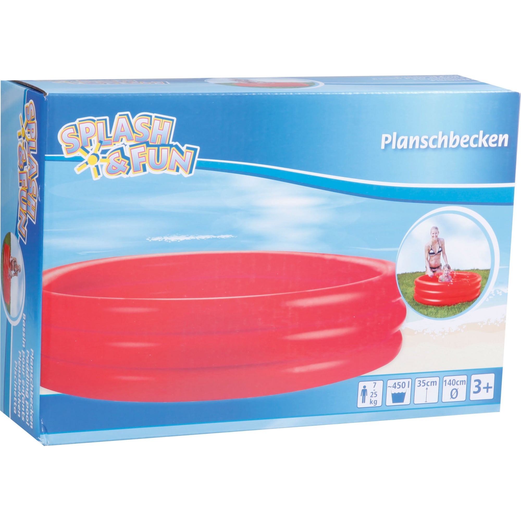 Splash und Fun Pool mit 140 cm Durchmesser und 35 cm Höhe aus langlebigem PVC
