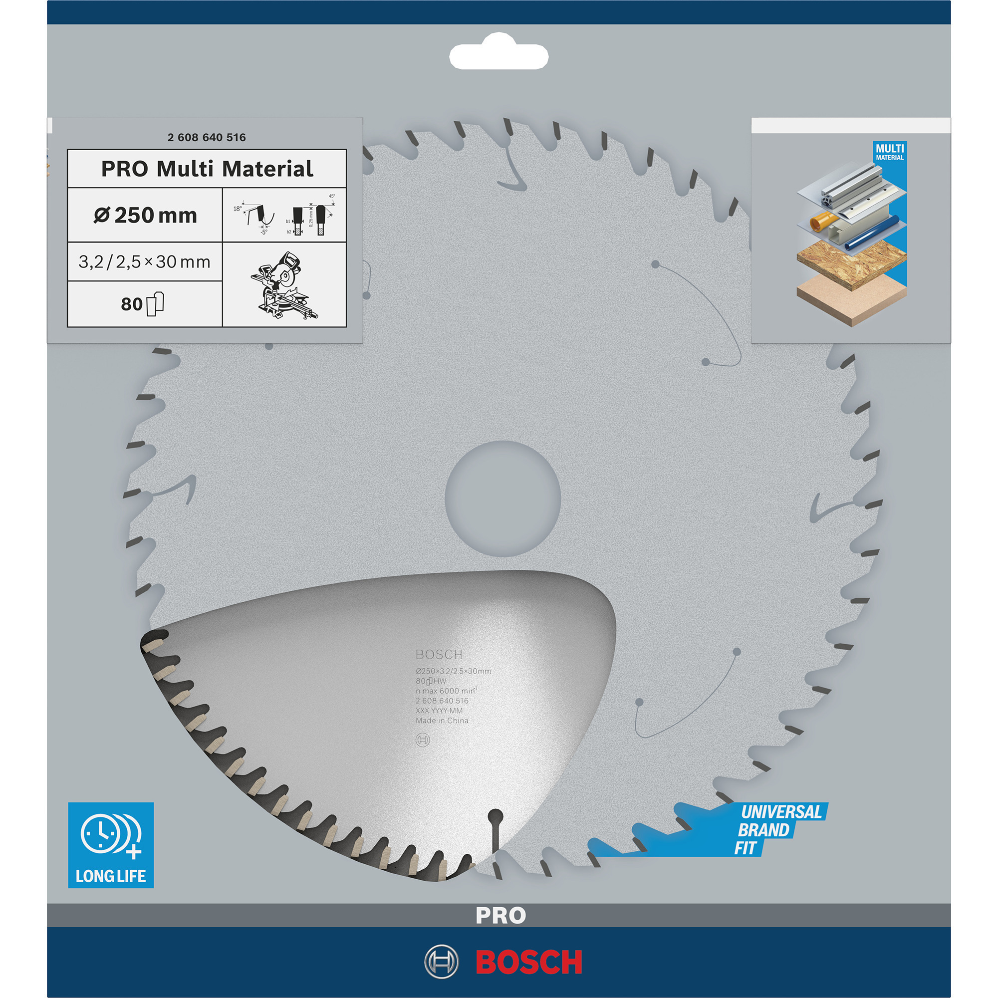 PRO Multi Material Kreissägeblatt, Ø 250mm, 80Z