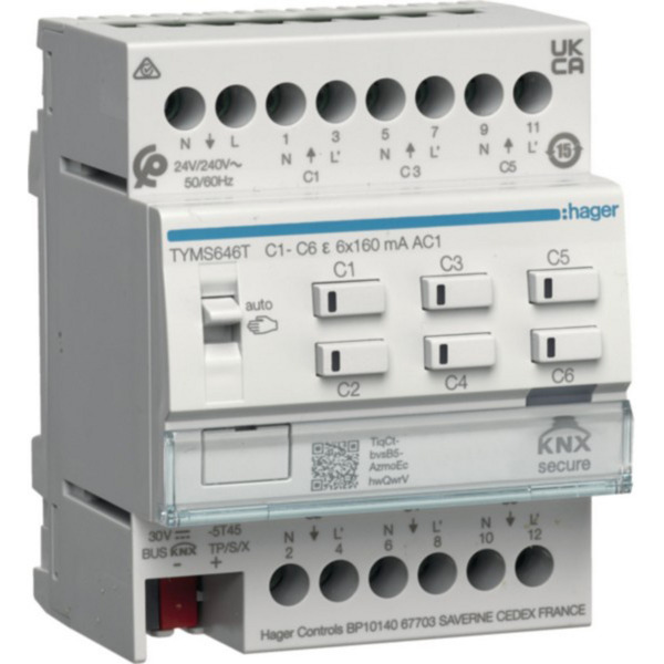 Heizungsaktor sechsfach KNX Secure 24 Volt bis 230 Volt