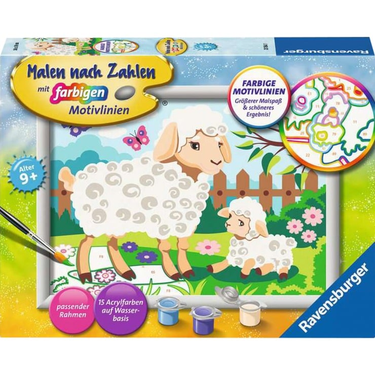 Malen nach Zahlen - Schaf mit Lämmchen