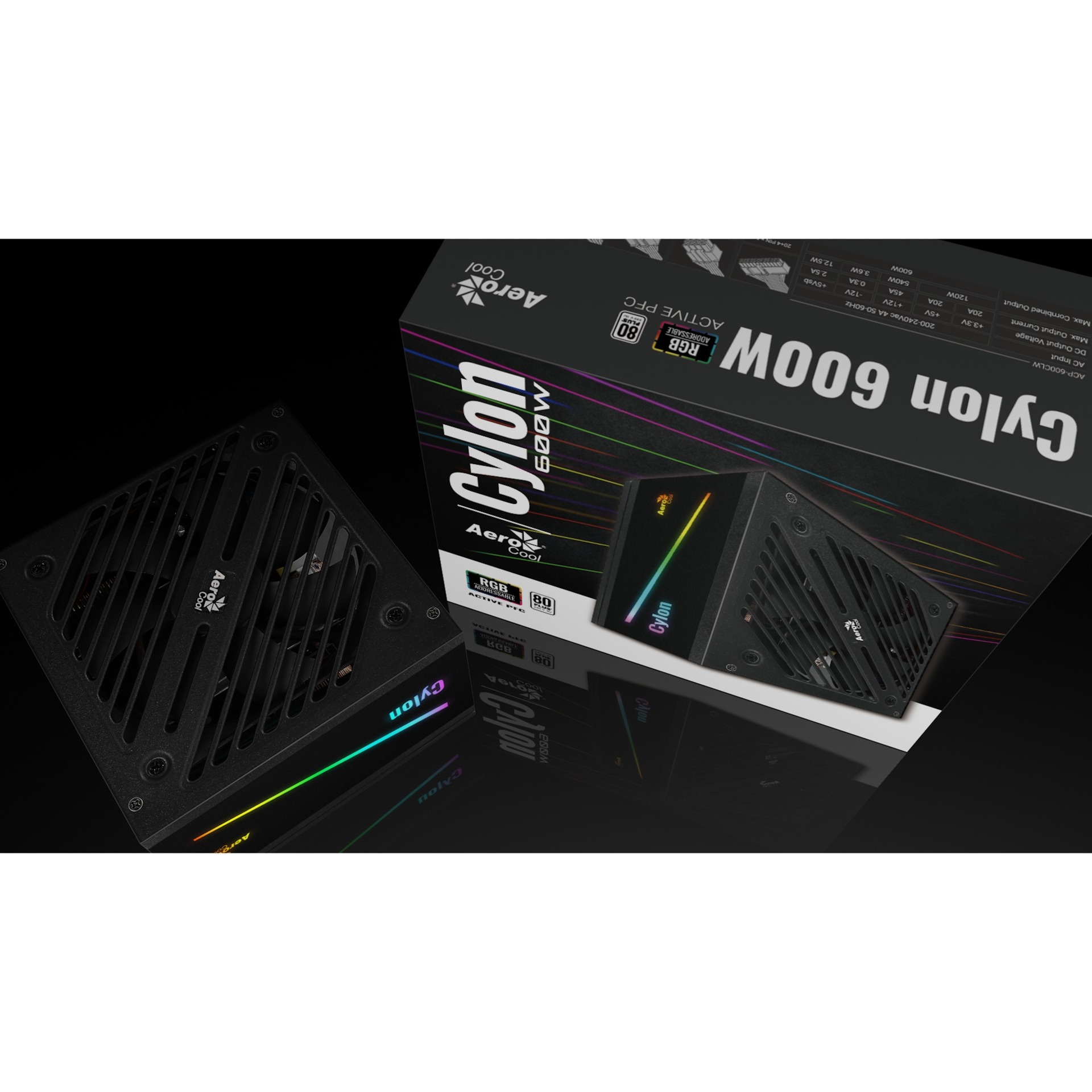 Aerocool Cylon 600W, PC-Netzteil schwarz, 2x PCIe, 600 Watt