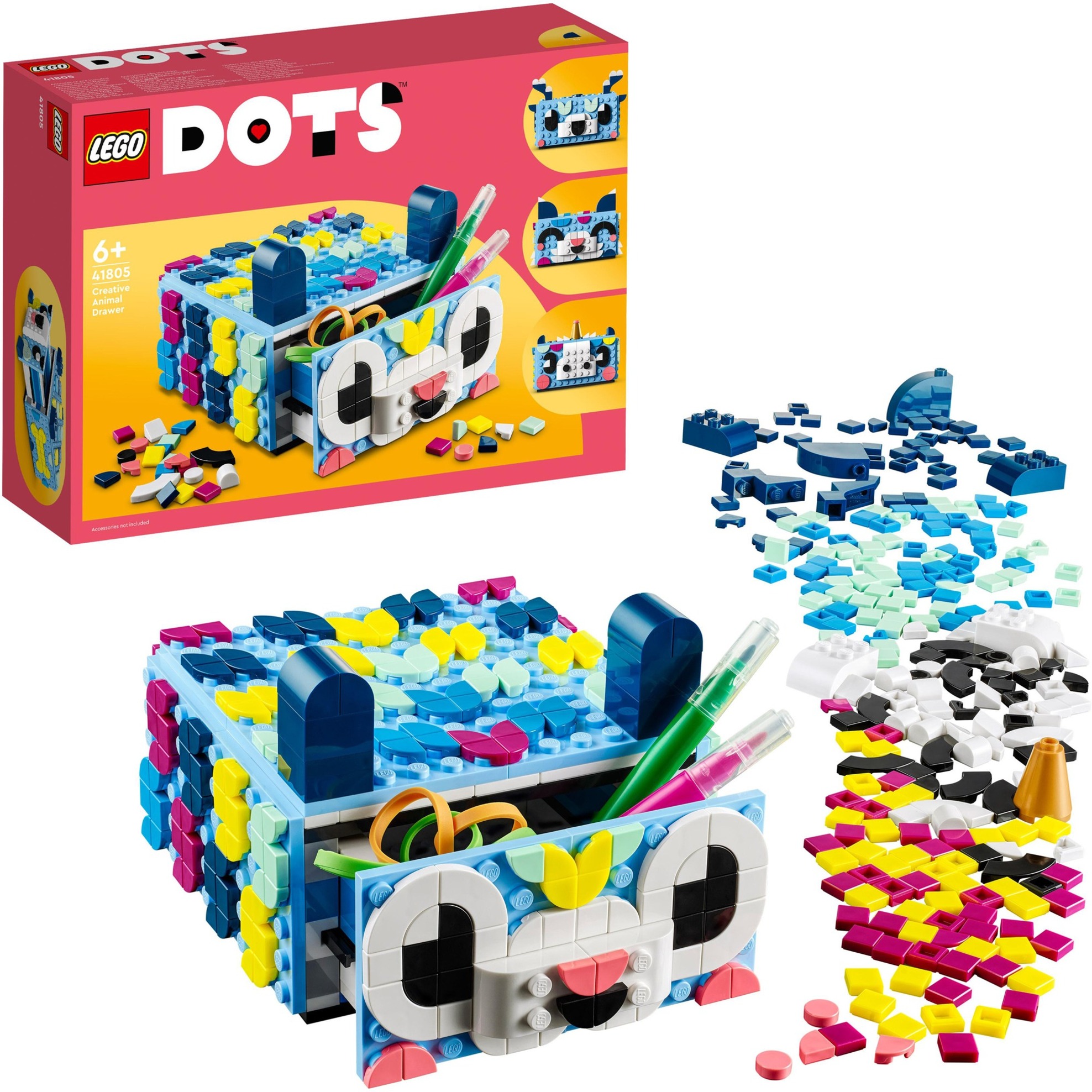 41805 DOTS Tier-Kreativbox mit Schubfach, Konstruktionsspielzeug