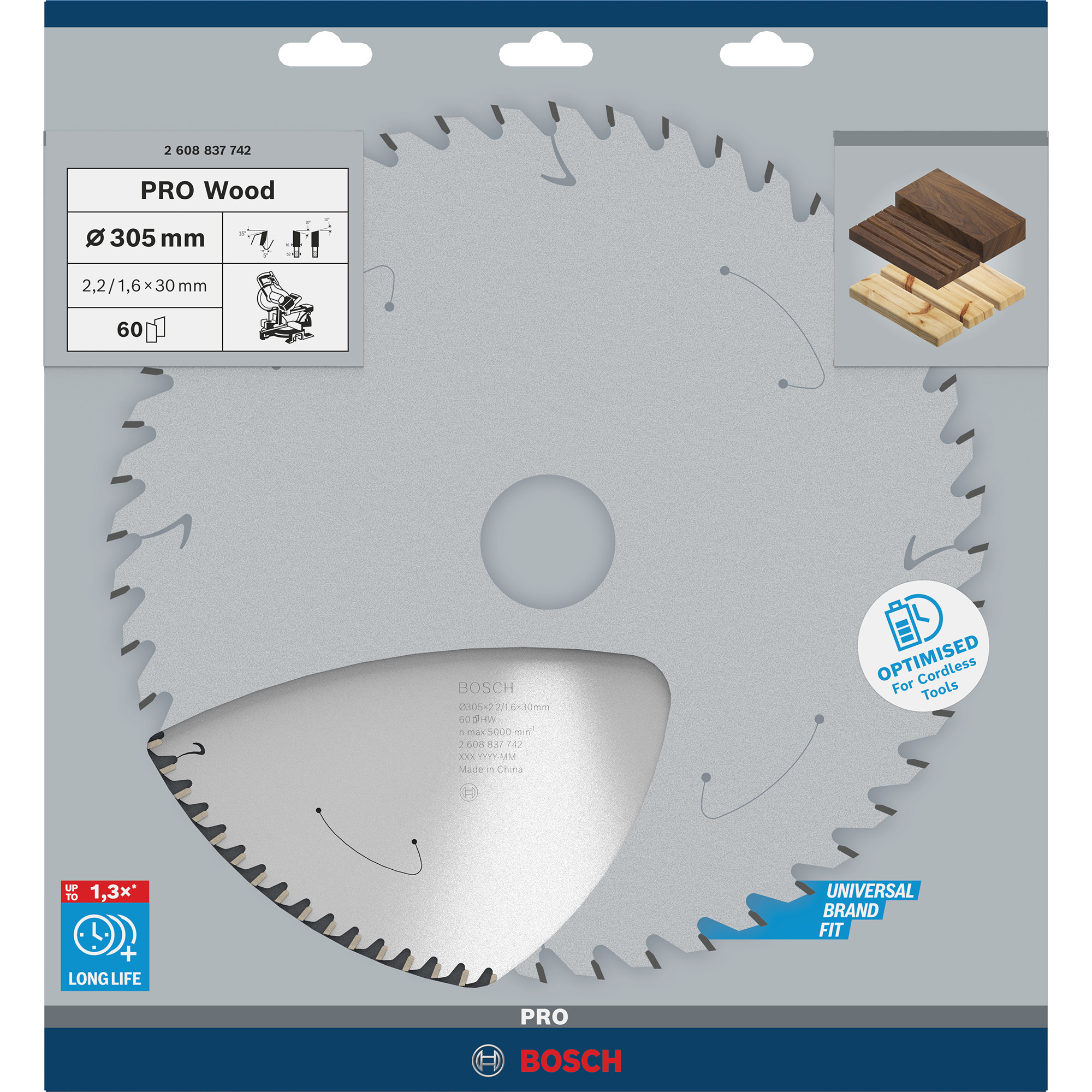 PRO Wood cordless Kreissägeblatt, Ø 305mm, 60Z
