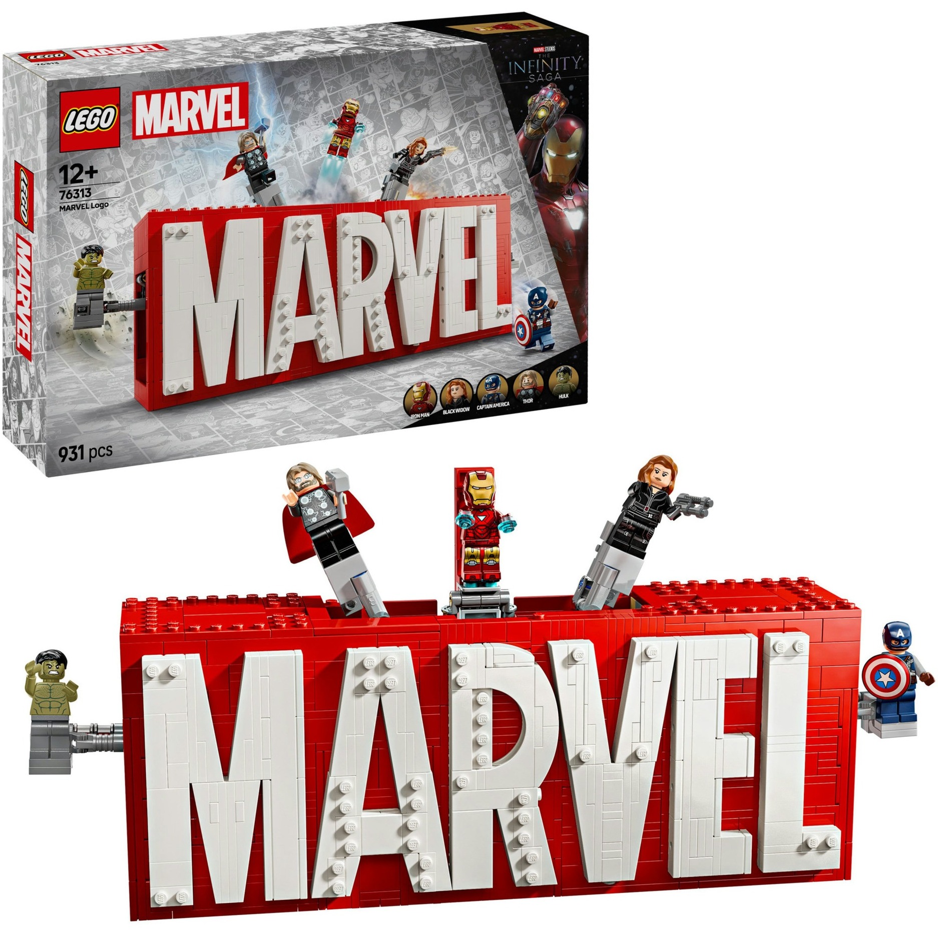 76313 Marvel Super Heroes Marvel Logo & Minifiguren, Konstruktionsspielzeug