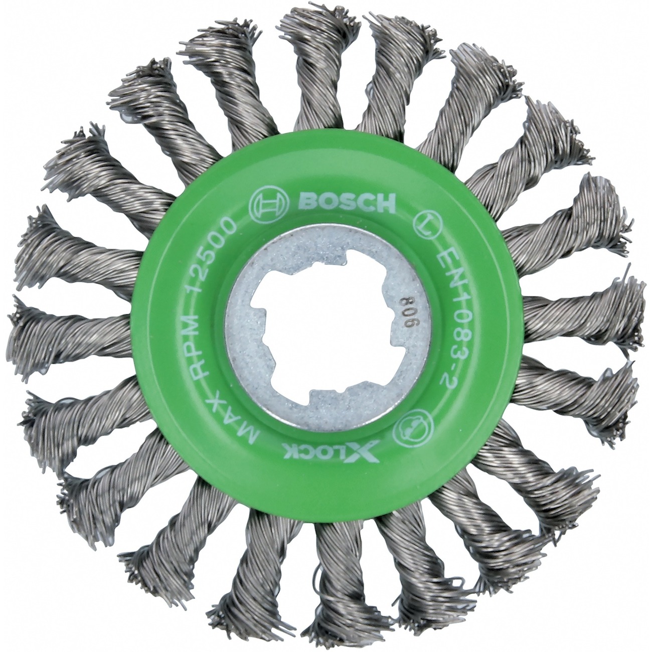 PRO Stainless Steel heavy X-LOCK Scheibenbürste, Ø 115mm, gezopft
