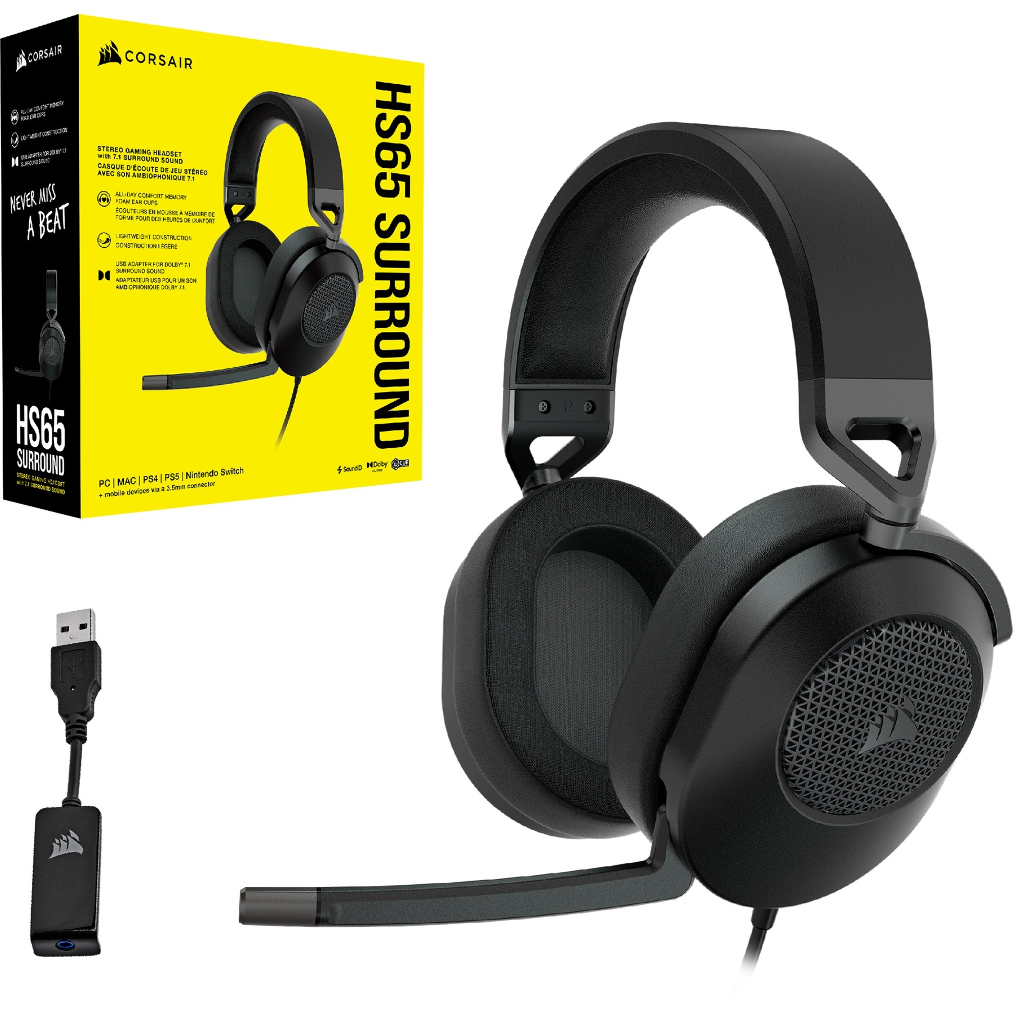 Corsair HS65 Wireless, Gaming-Headset | 00840006676485 Corsair HS65 Wireless, Gaming-Headset | 00840006676485