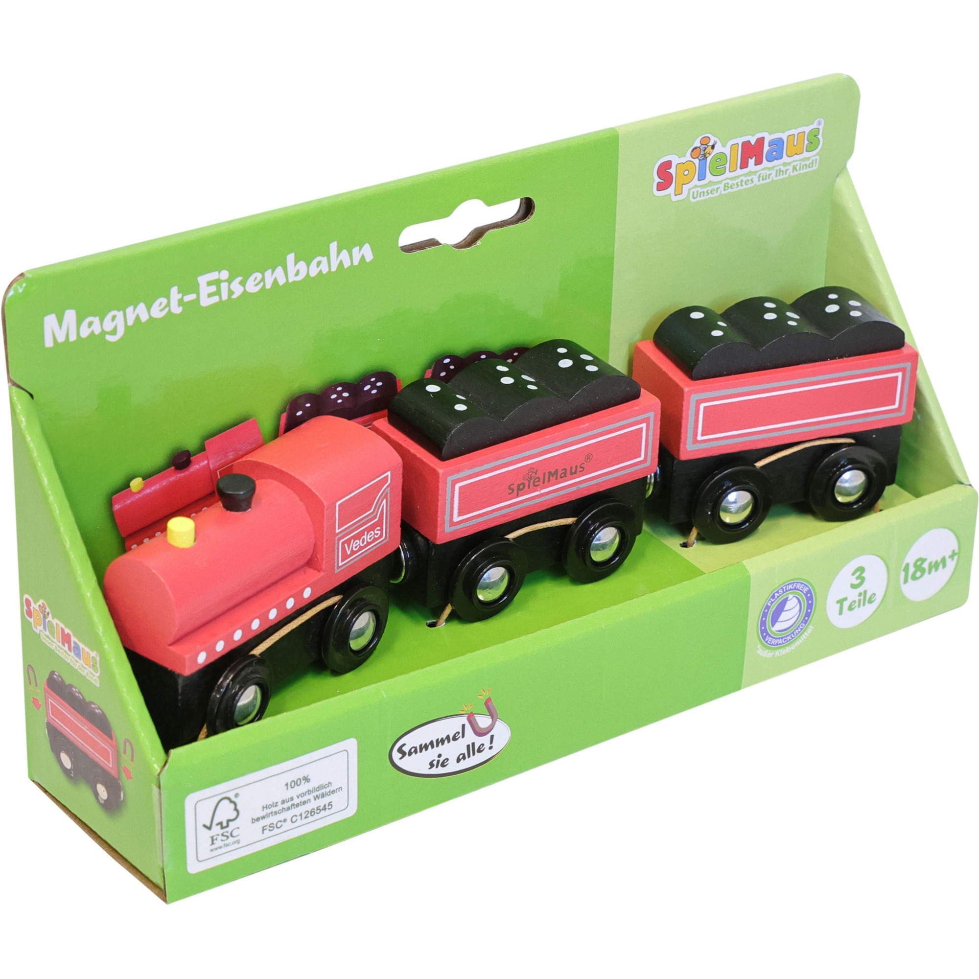 Lokomotive mit Anhänger, 3-teilig, Modelleisenbahn
