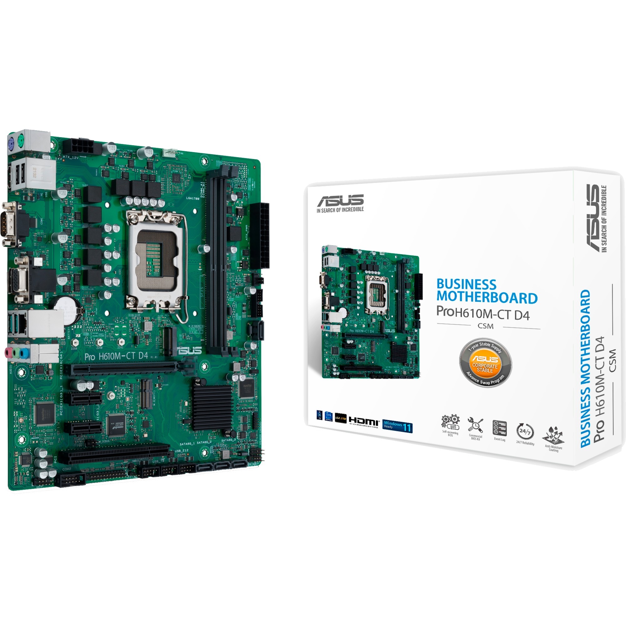 Asus PRO H610M-CT D4-CSM, Mainboard | 04711081687658 Asus PRO H610M-CT D4-CSM, Mainboard | 04711081687658