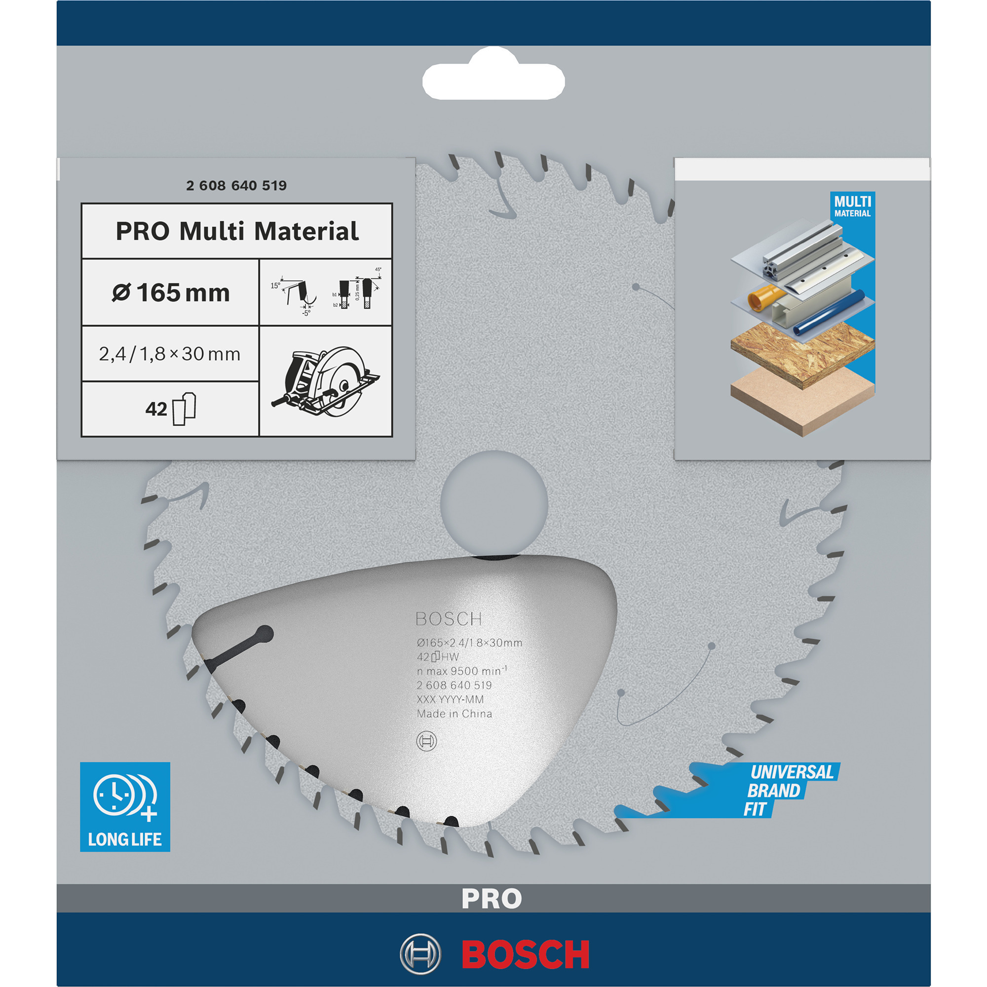 PRO Multi Material Kreissägeblatt, Ø 165mm, 42Z
