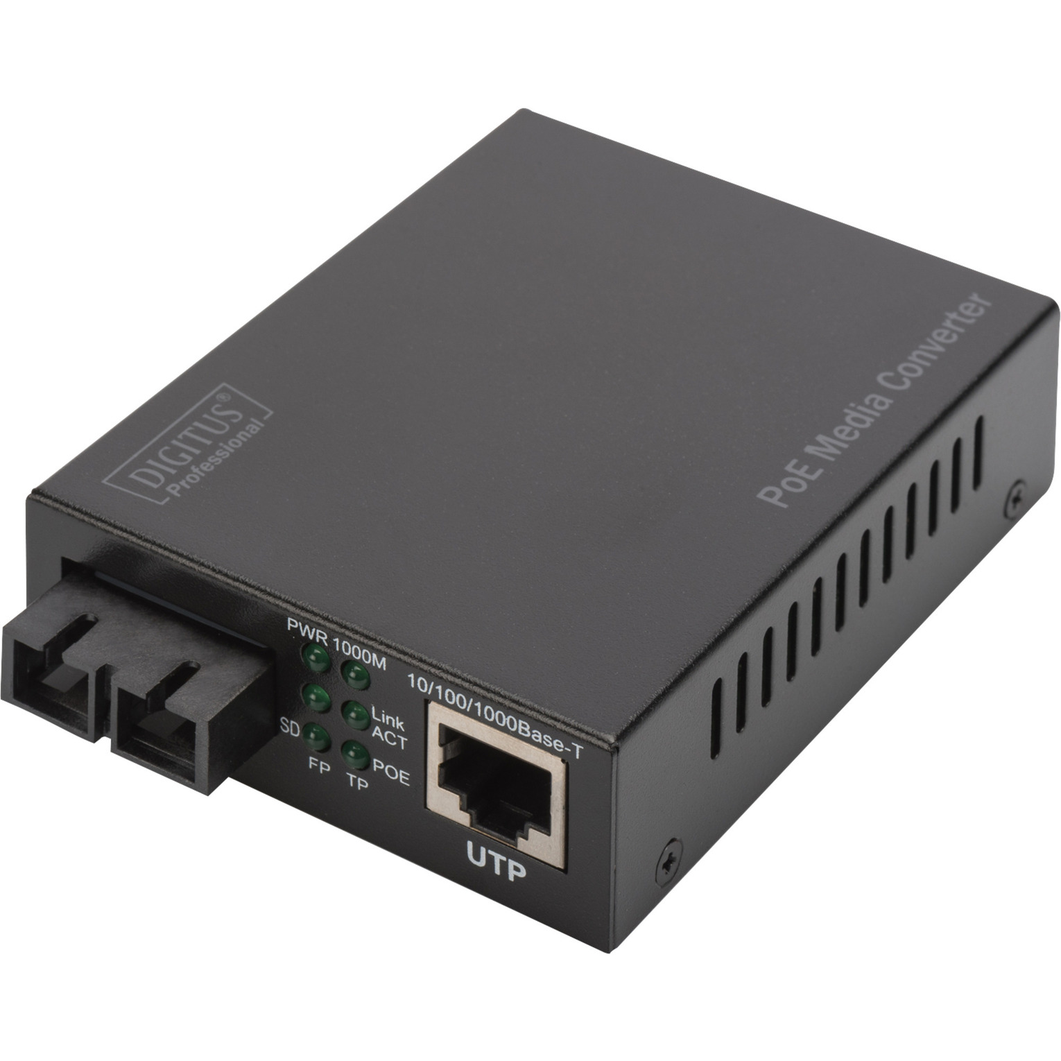Gigabit PoE Medienkonverter, RJ45 / SC, SM, PSE