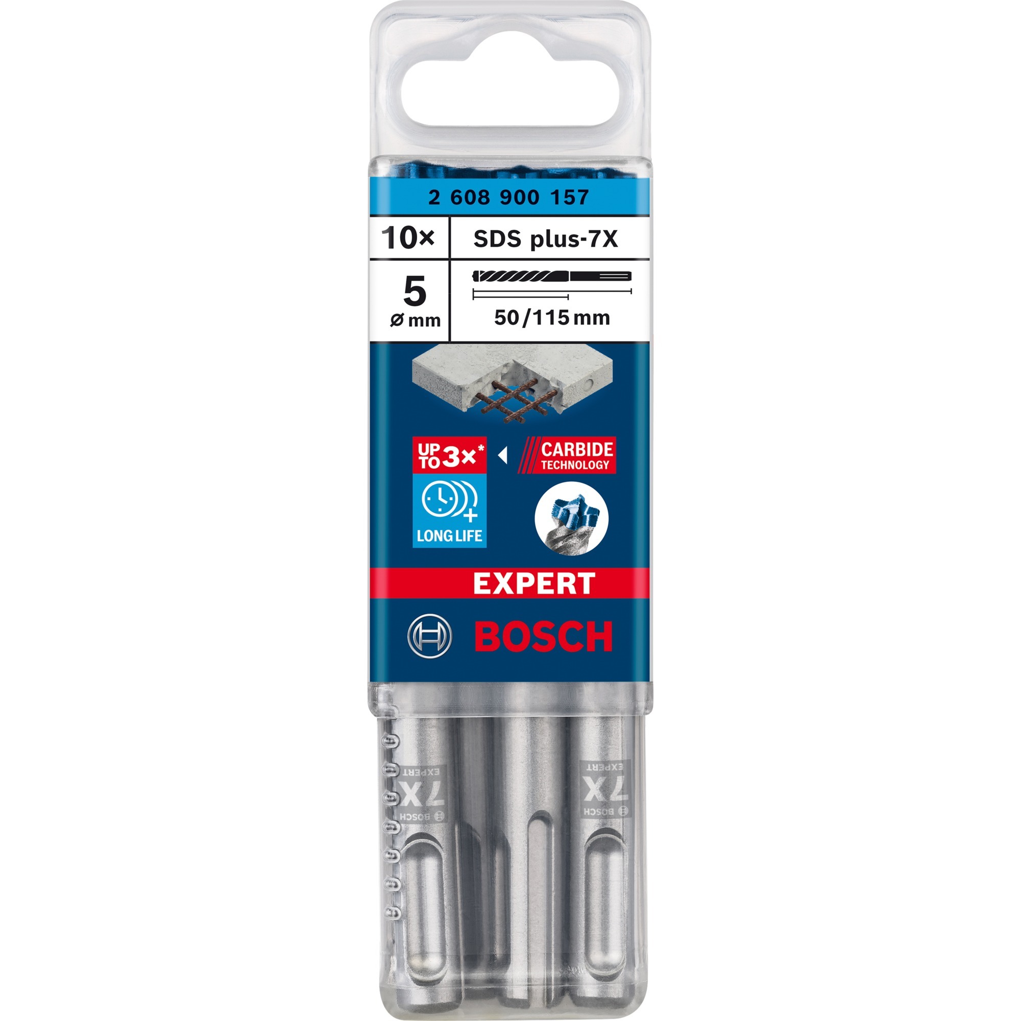 EXPERT Hammerbohrer SDS-plus-7X, Ø 5mm, 10 Stück
