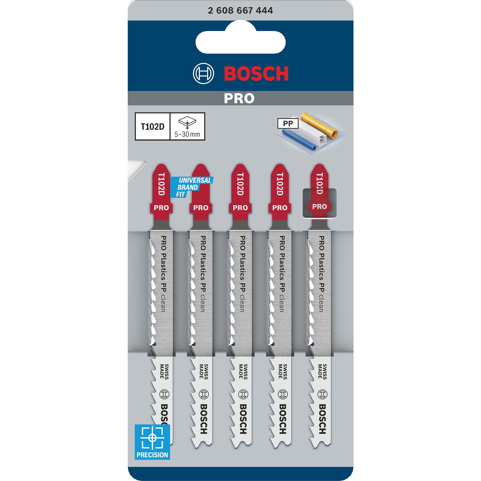 Bosch Stichsägeblatt T 102 D Clean for PP, 100mm 5 Stück