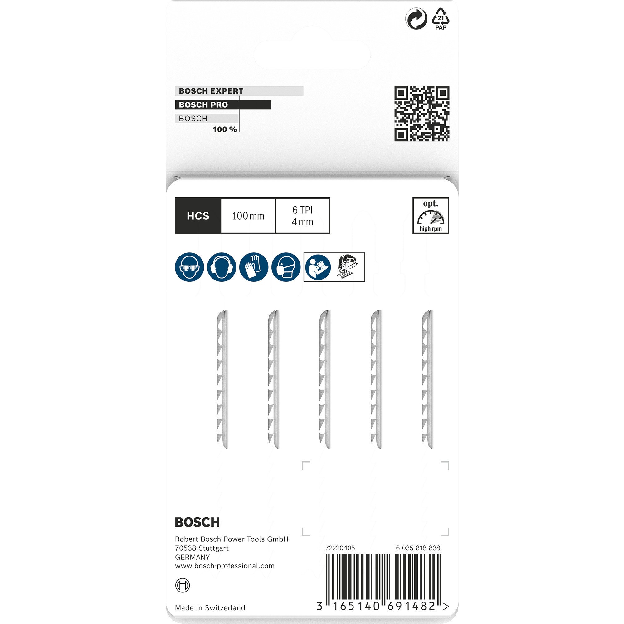 Bosch Stichsägeblatt T 102 D Clean for PP, 100mm 5 Stück