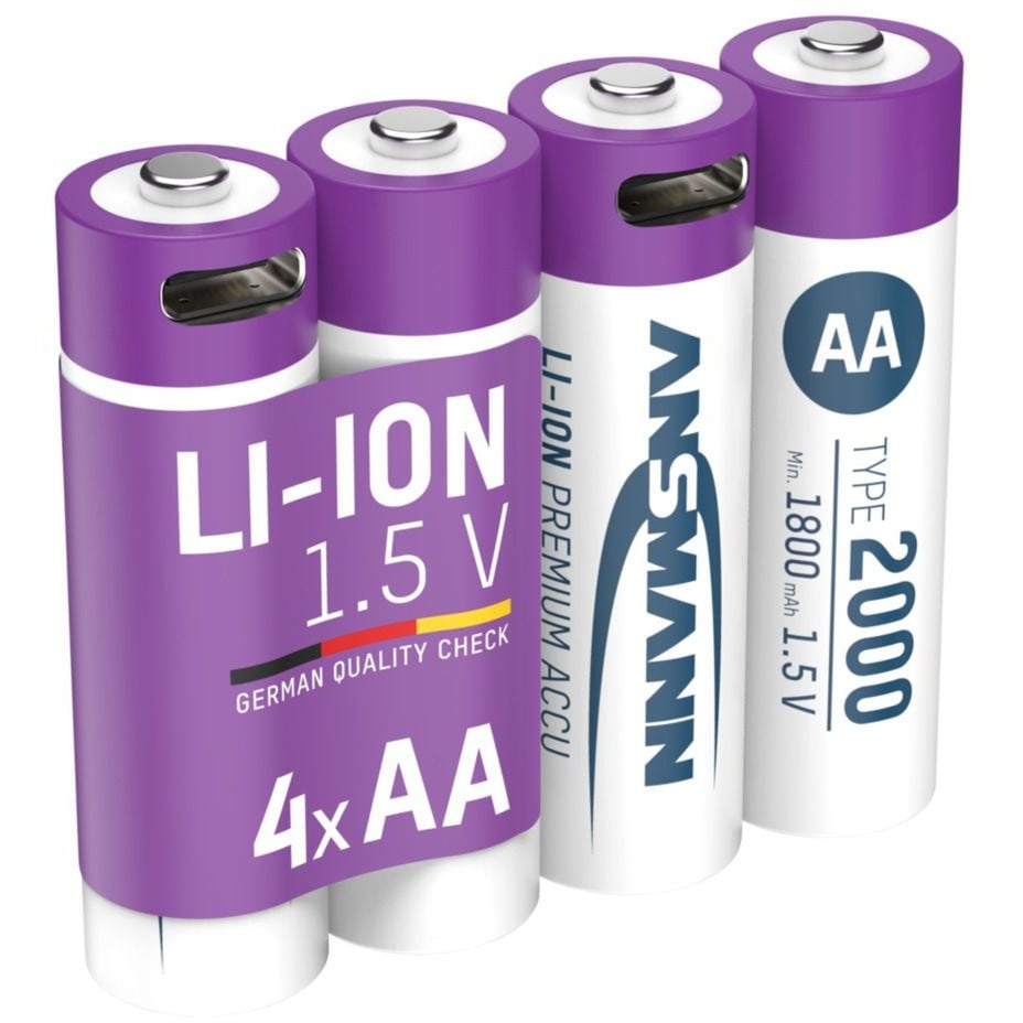Ansmann Li-Ion Akku Mignon AA Typ 2.000 (min. 1.800 mAh), 4er-Pack | 04013674193974