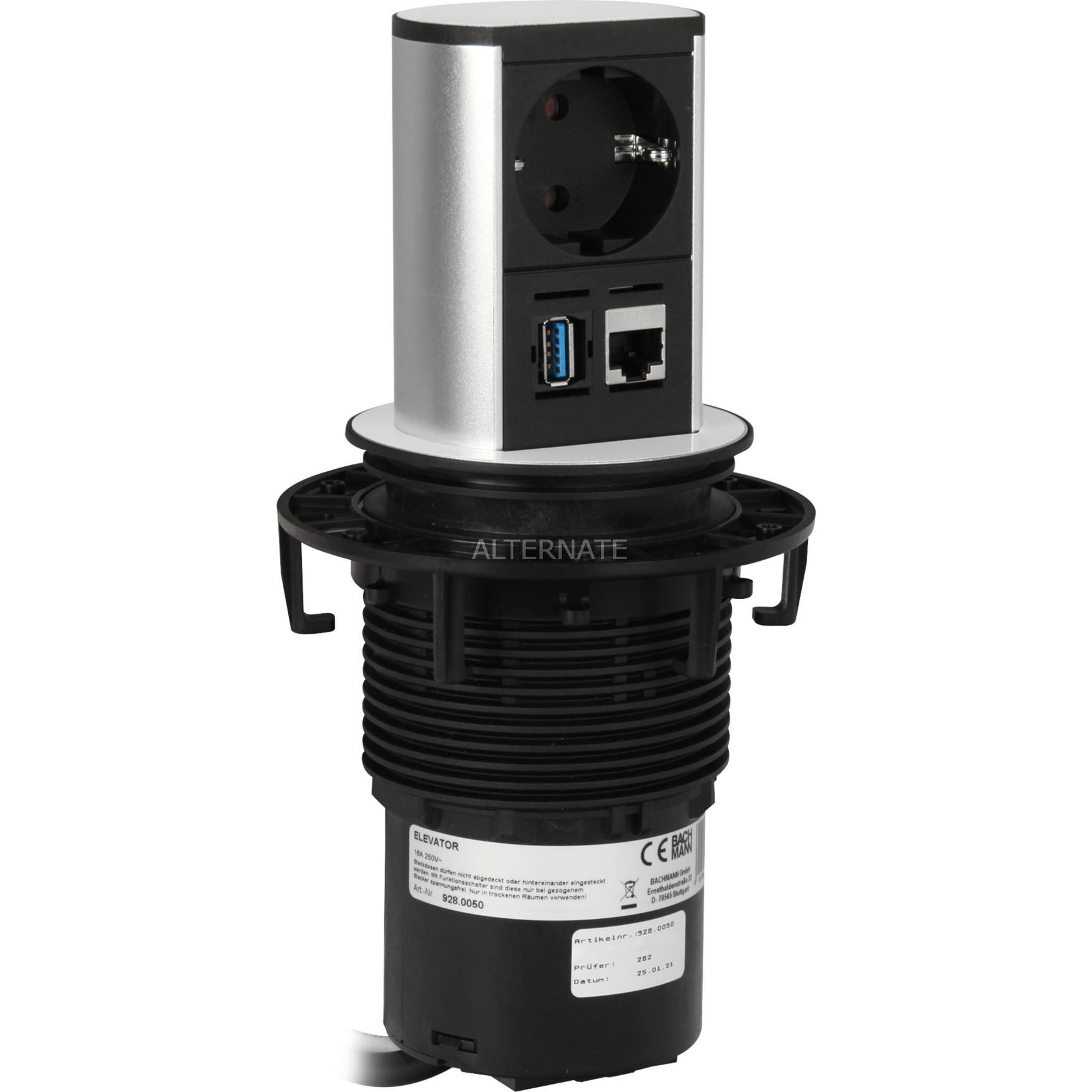 Bachmann ELEVATOR versenkbare Steckdosenleiste 1-fach, 1x RJ-45, 1x USB | 04057298097447 Bachmann ELEVATOR versenkbare Steckdosenleiste 1-fach, 1x RJ-45, 1x USB | 04057298097447