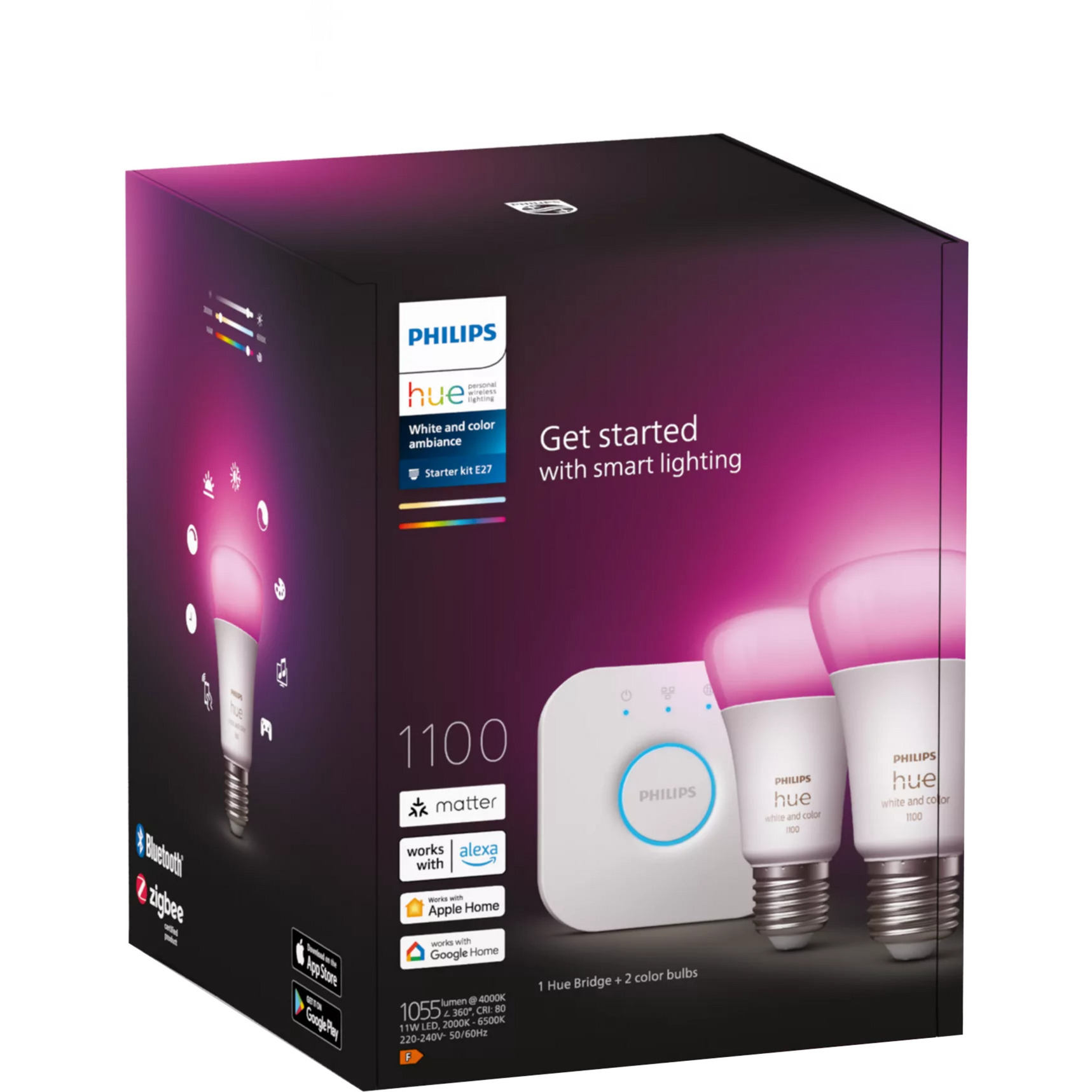 White & Color Ambiance Starter-Set: E27 Smarte Lampe A60 Doppelpack, LED-Lampe