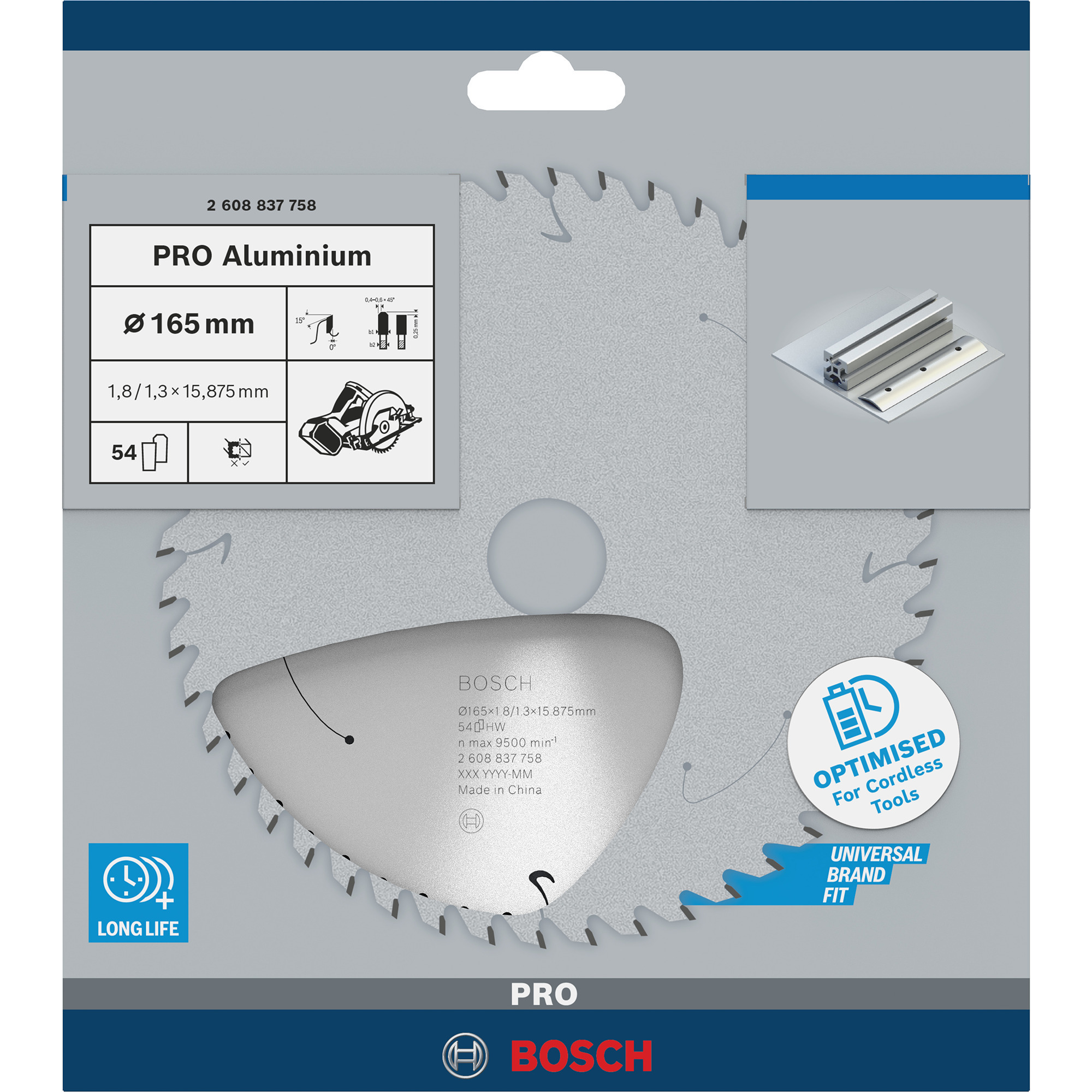 PRO Aluminium cordless Kreissägeblatt, Ø 165mm, 54Z