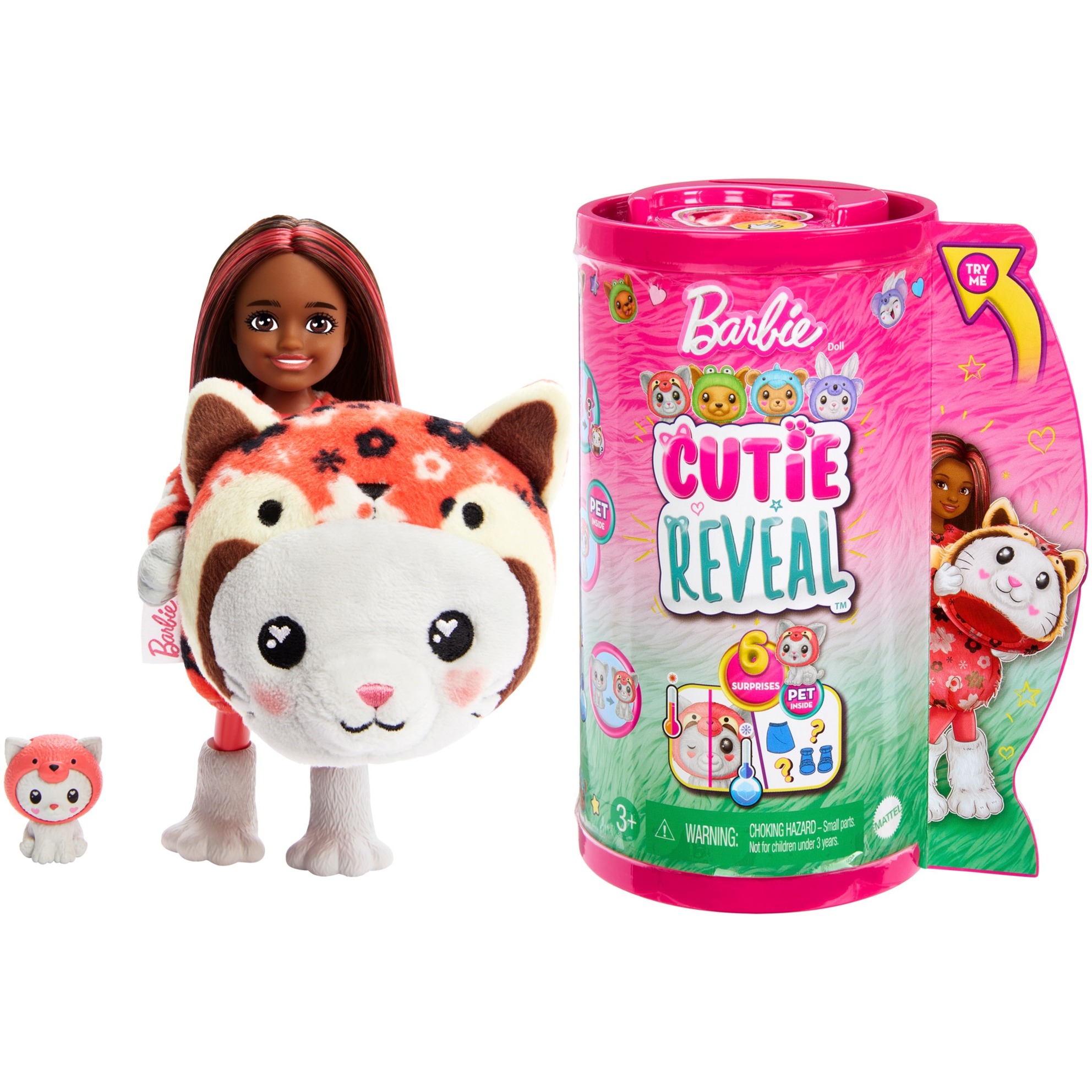 Barbie Cutie Reveal Chelsea Costume Cuties Serie - Kitty Red Panda, Puppe