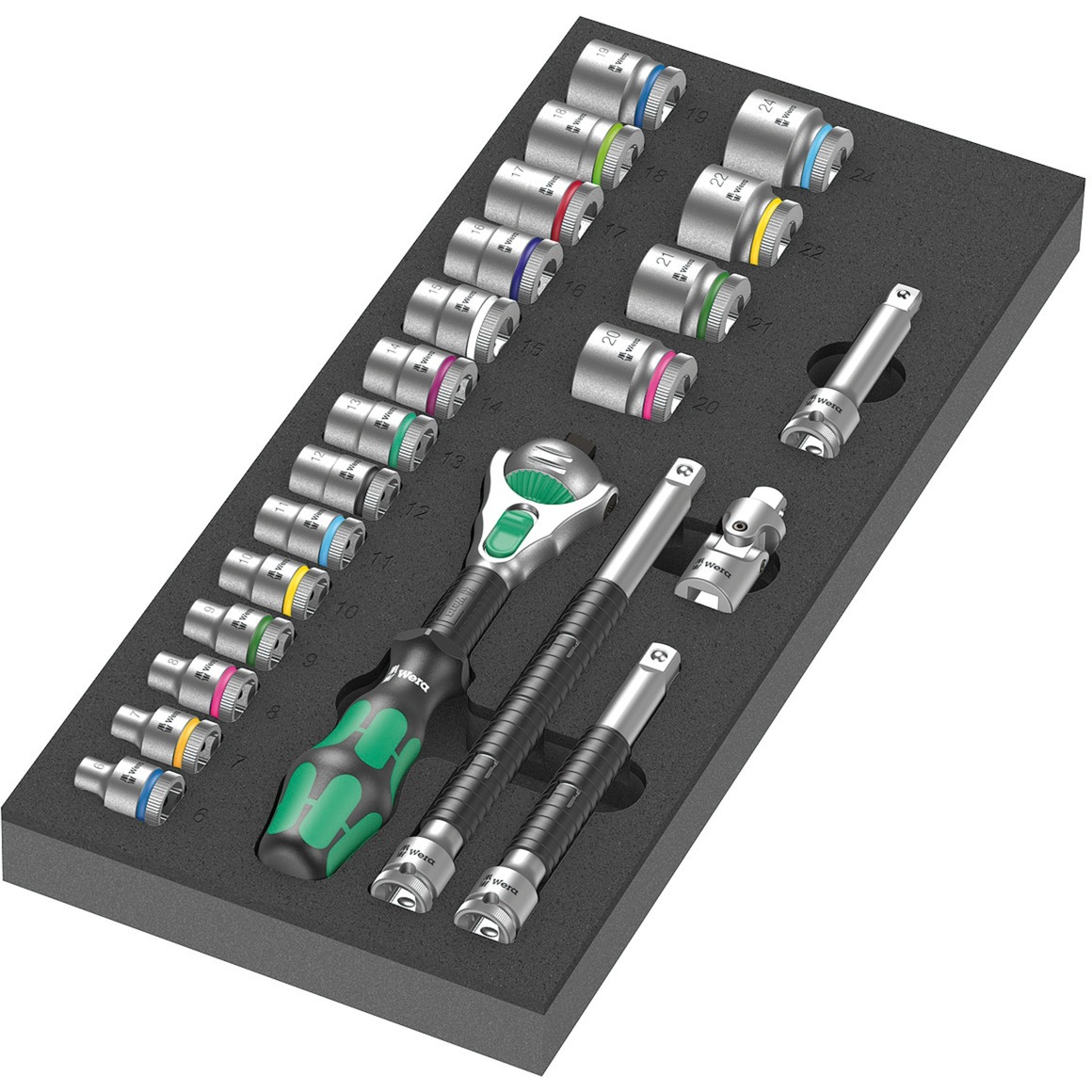 9721 Schaumstoffeinlage 8000 B Zyklop Knarre 3/8" Set 1, 23‑teilig, Werkzeug-Set