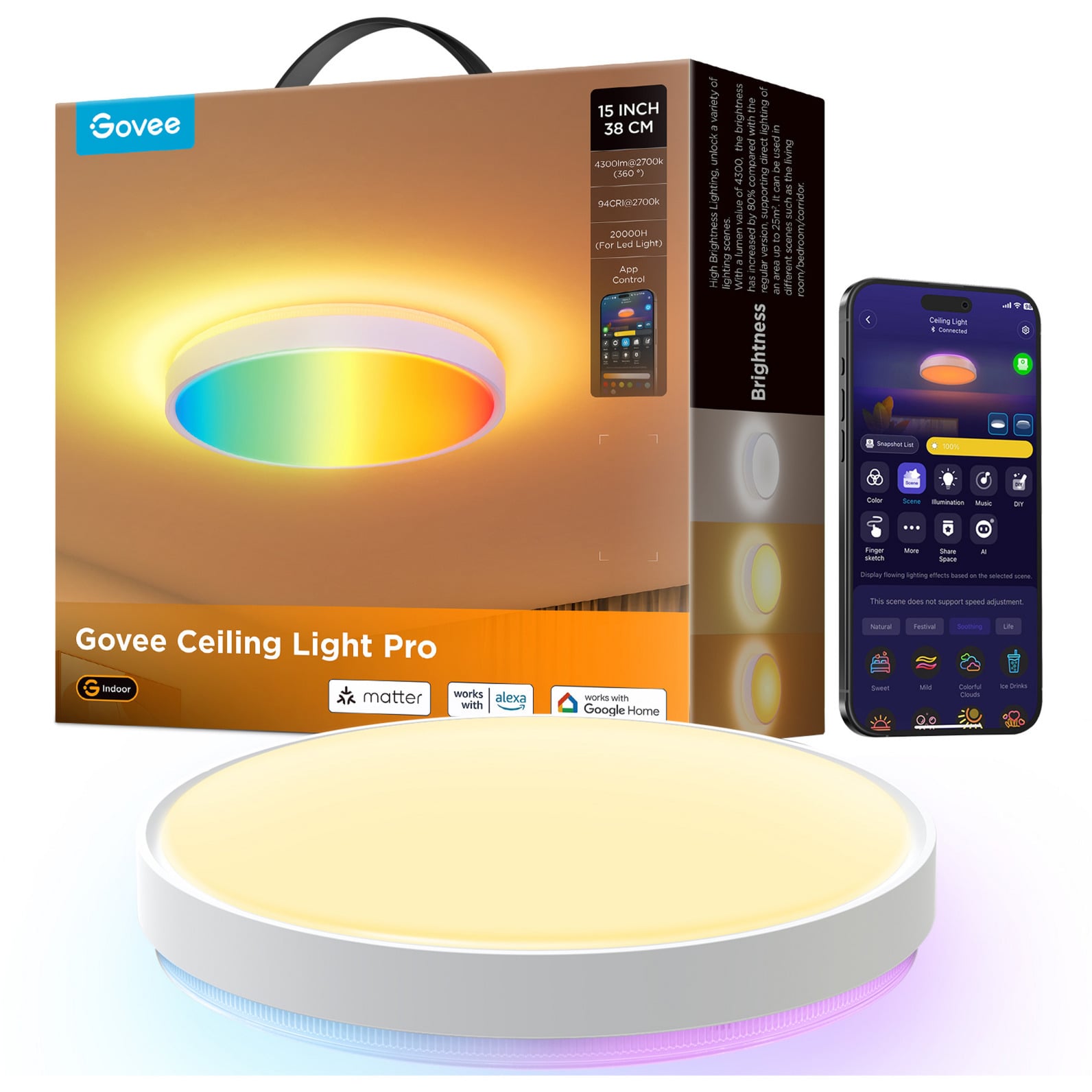 38cm Intelligente RGBICWW Deckenleuchte Pro, LED-Leuchte