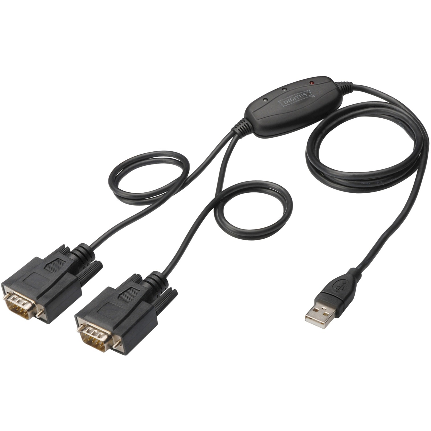 USB 2.0 Adapterkabel, USB-A Stecker > 2x Seriell RS232 Stecker