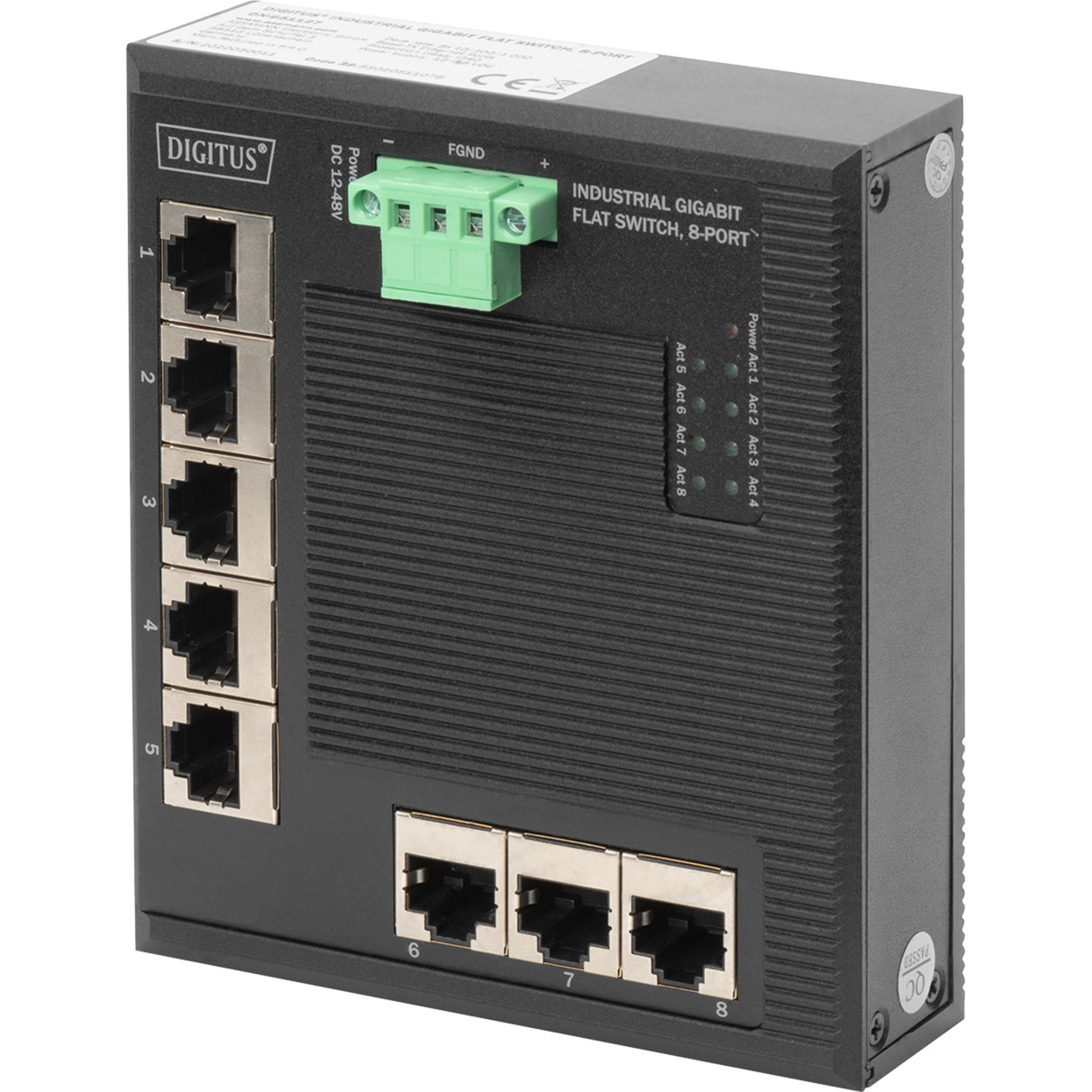 8P G Ethernet Netzwerk  Switch, Flat, Industrial UNM