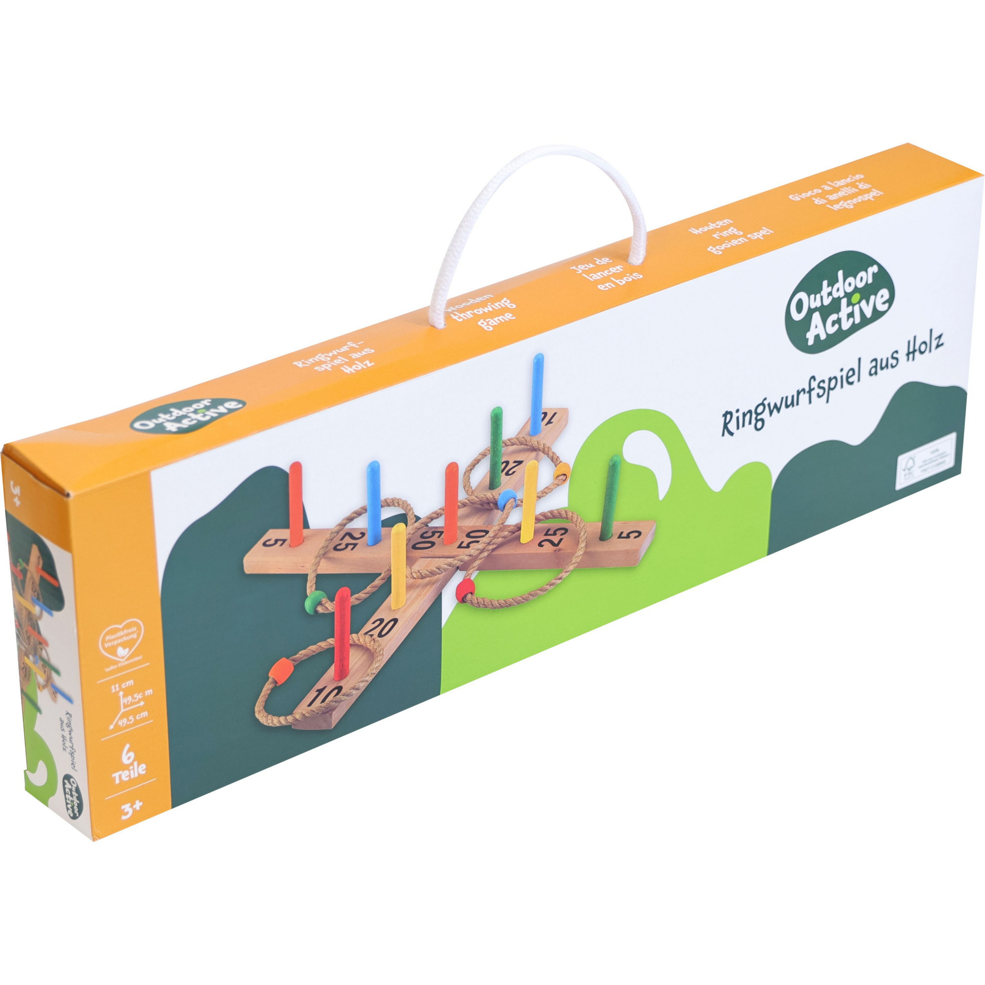 Ringwurfspiel aus Holz mit 9 Stäben