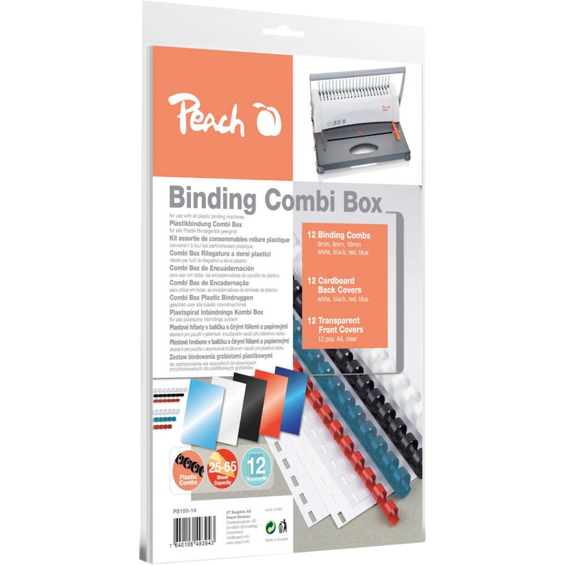 Peach Plastikbindeset für 12 Dokumente, Binderücken | 07640106493943 Peach Plastikbindeset für 12 Dokumente, Binderücken | 07640106493943
